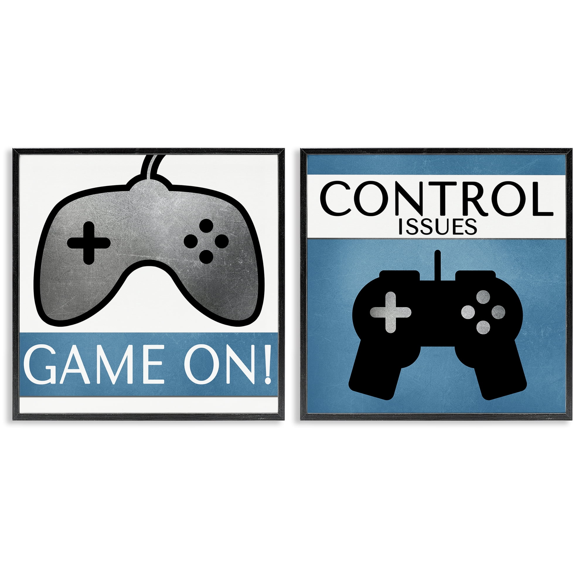 Stupell Industries Control Issues Gamer Entertainment Painting Black Framed Art Print Wall Art, 17 x 17, Set of 2