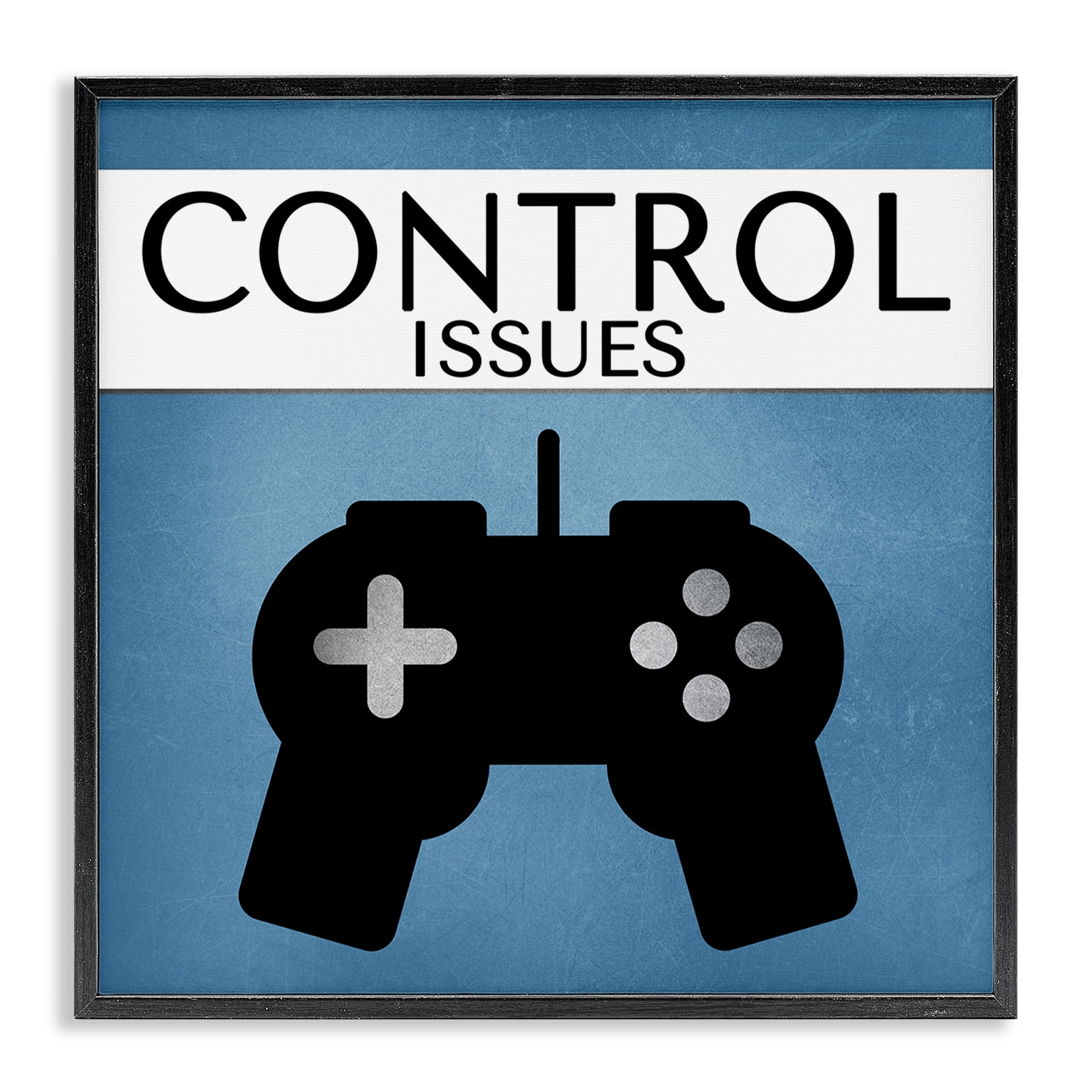 Stupell Industries Control Issues Gamer Entertainment Painting Black Framed Art Print Wall Art, 17 x 17