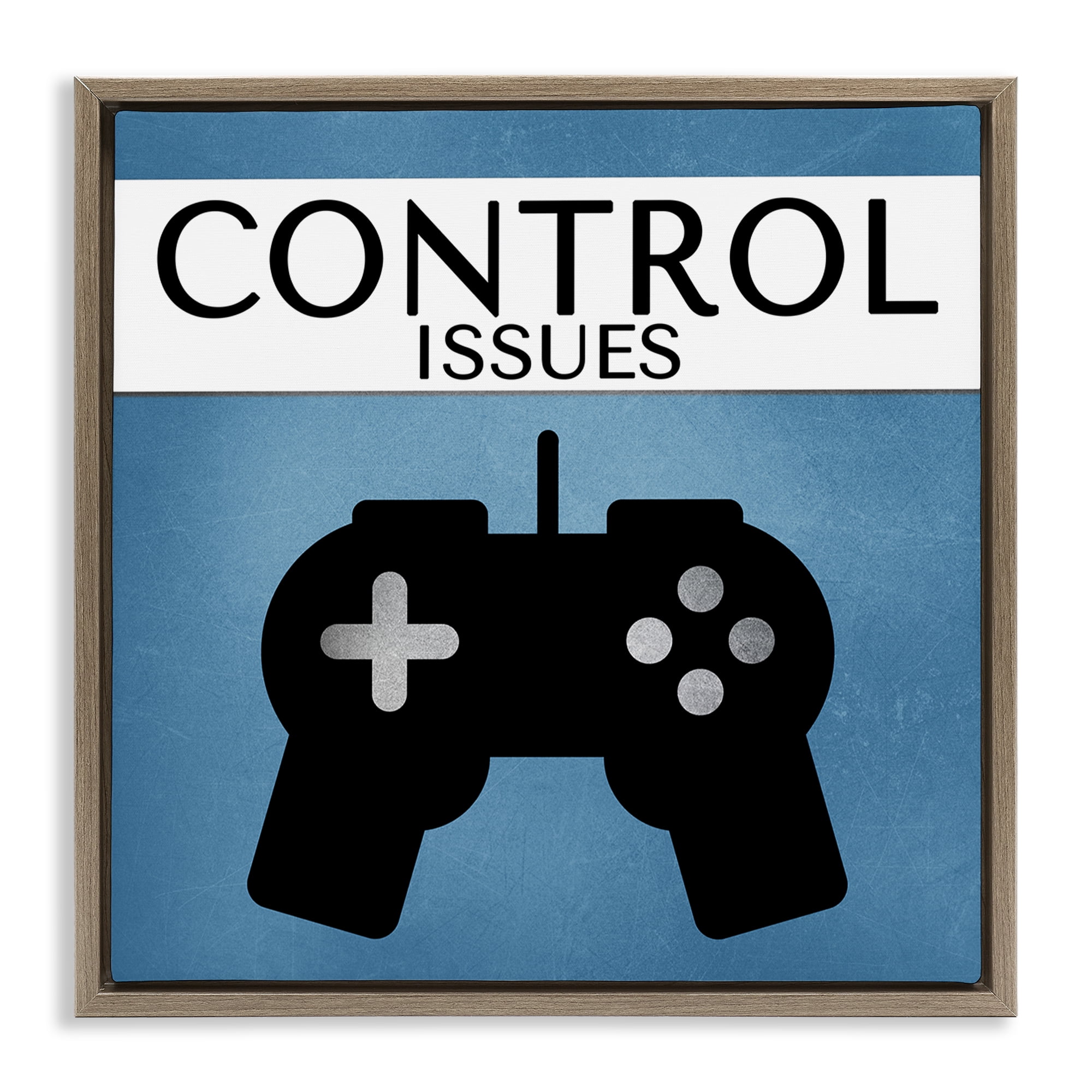 Stupell Industries Control Issues Gamer Entertainment Painting Brown Floater Framed Canvas Art Print Wall Art, 18 x 18