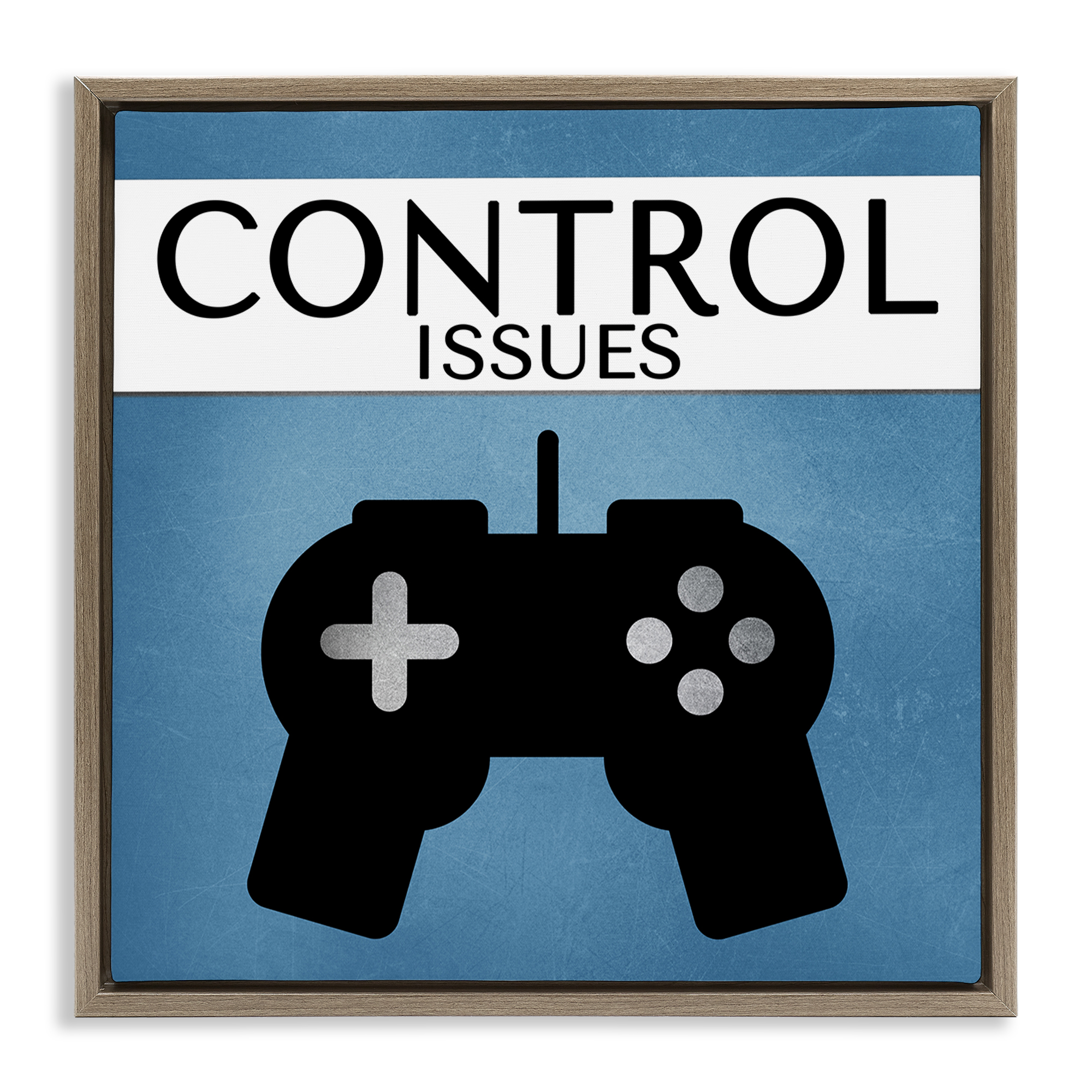 Stupell Industries Control Issues Gamer Entertainment Painting Brown Floater Framed Canvas Art Print Wall Art, 25 x 25