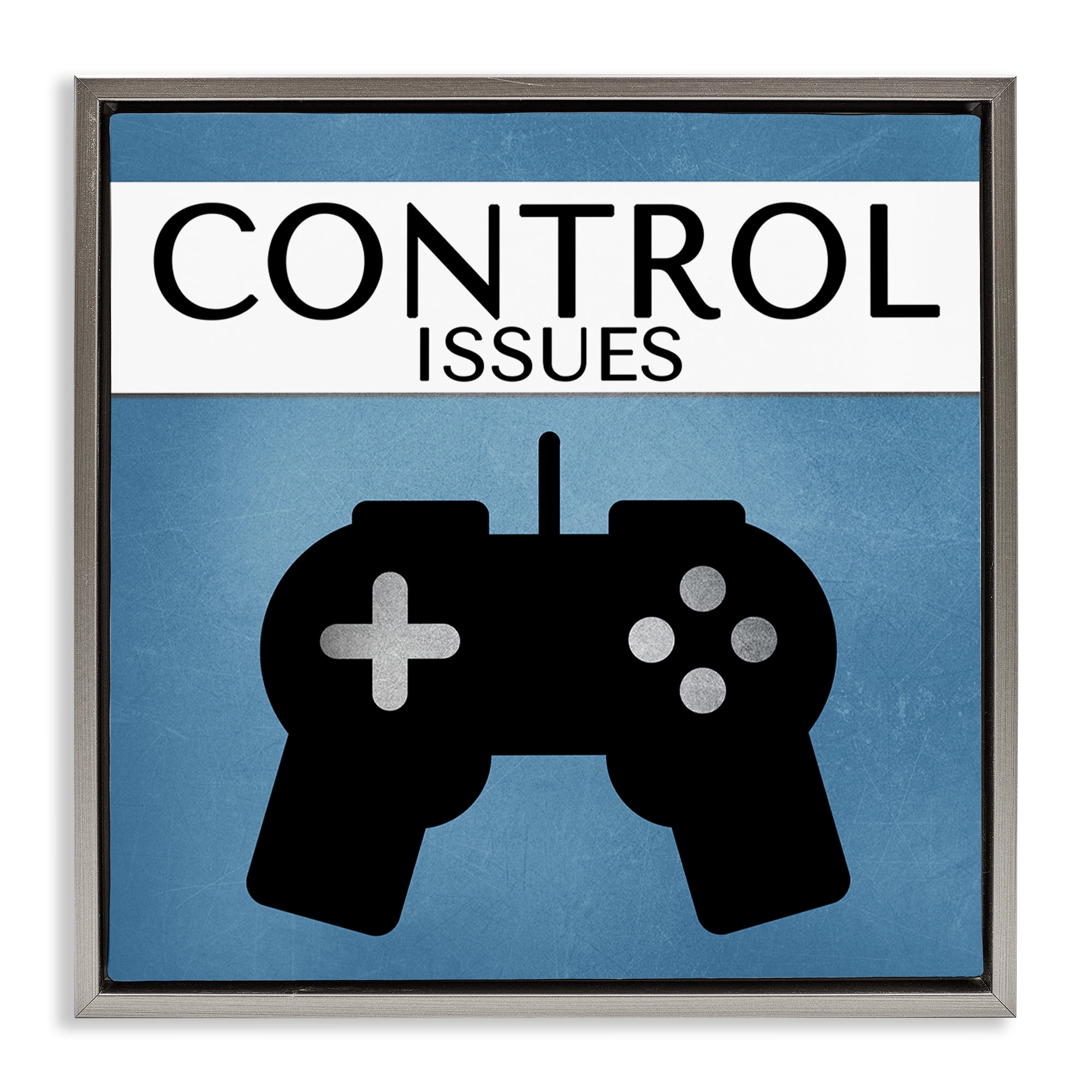Stupell Industries Control Issues Gamer Entertainment Painting Gray Floater Framed Canvas Art Print Wall Art, 25 x 25