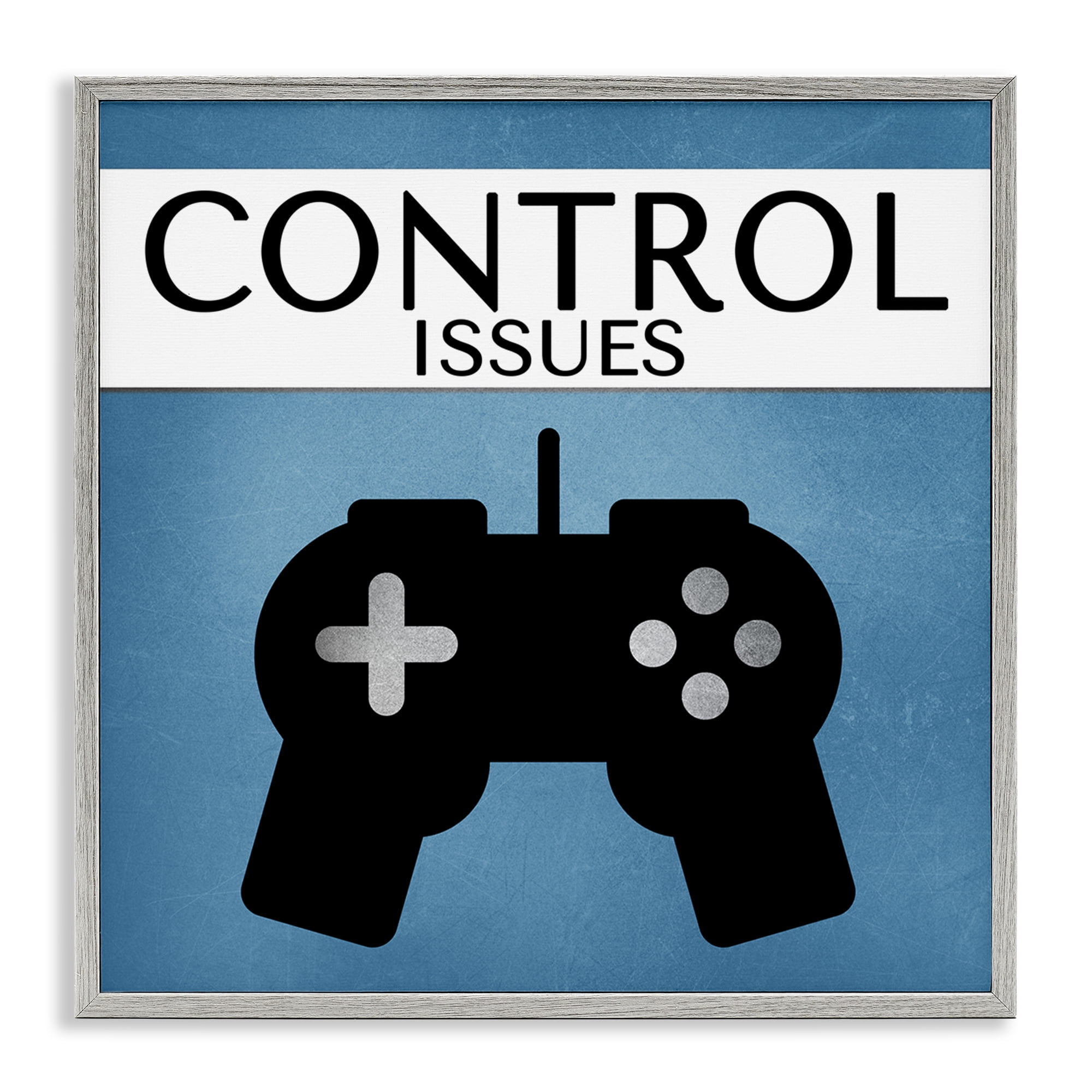 Stupell Industries Control Issues Gamer Entertainment Painting Gray Framed Art Print Wall Art, 17 x 17
