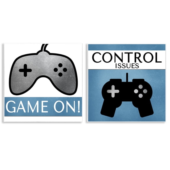Stupell Industries Control Issues Gamer Entertainment Painting Unframed Art Print Wall Art, 12 x 12, Set of 2
