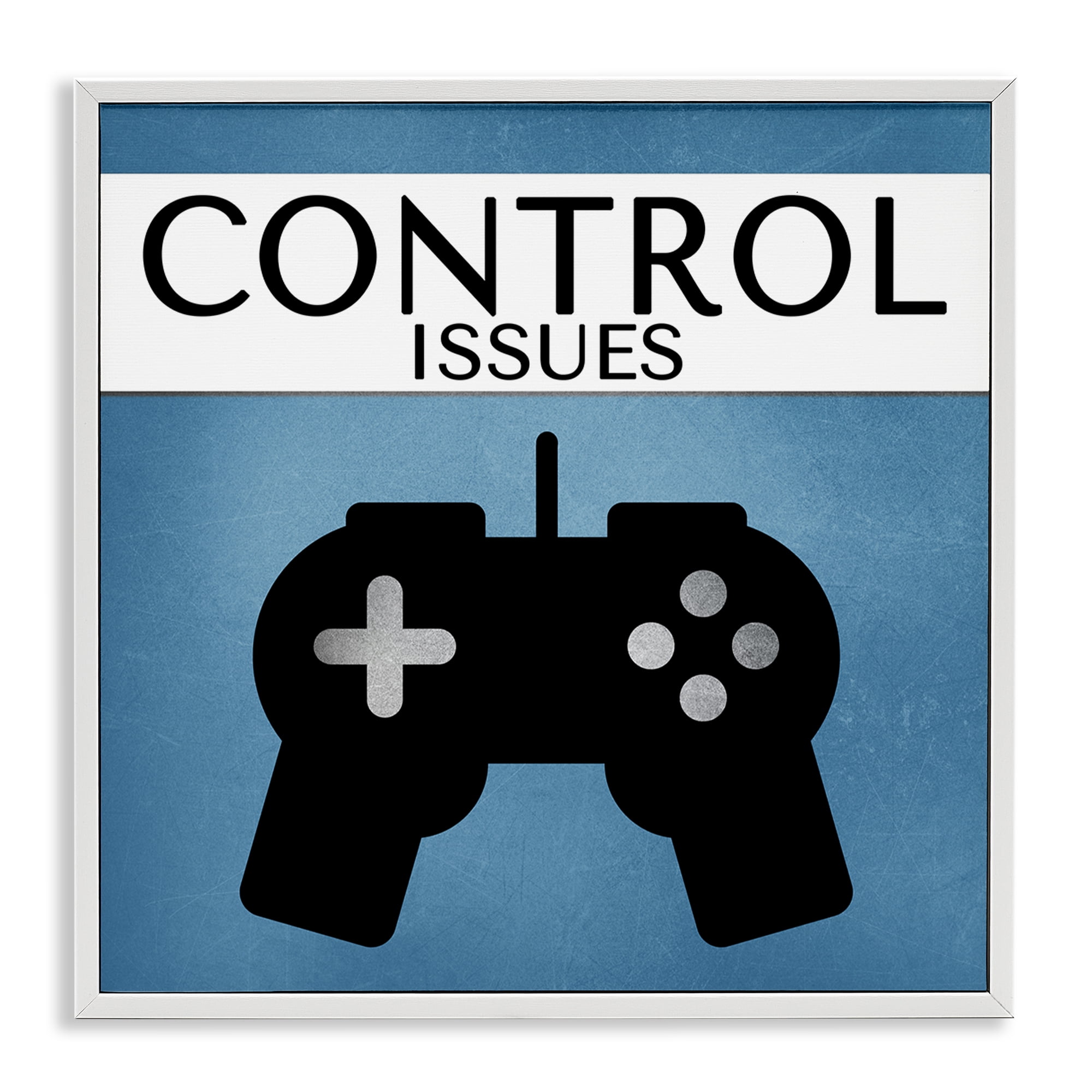 Stupell Industries Control Issues Gamer Entertainment Painting White Framed Art Print Wall Art, 17 x 17