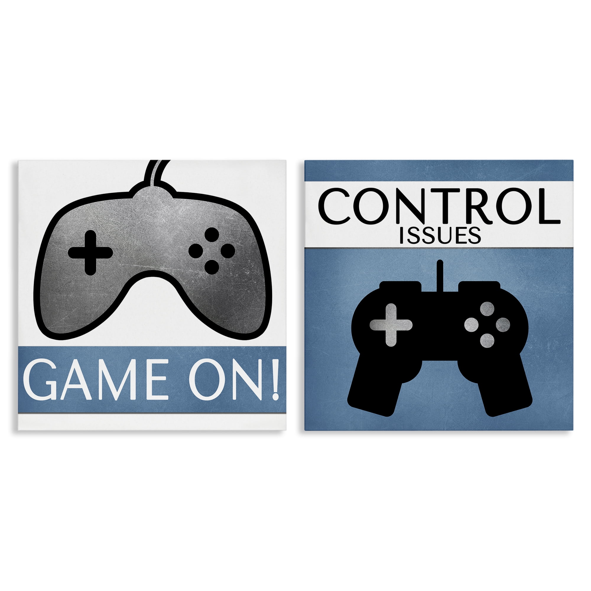 Stupell Industries Control Issues Gamer Entertainment Painting Wrapped Canvas Art Print Wall Art, 17 x 17, Set of 2