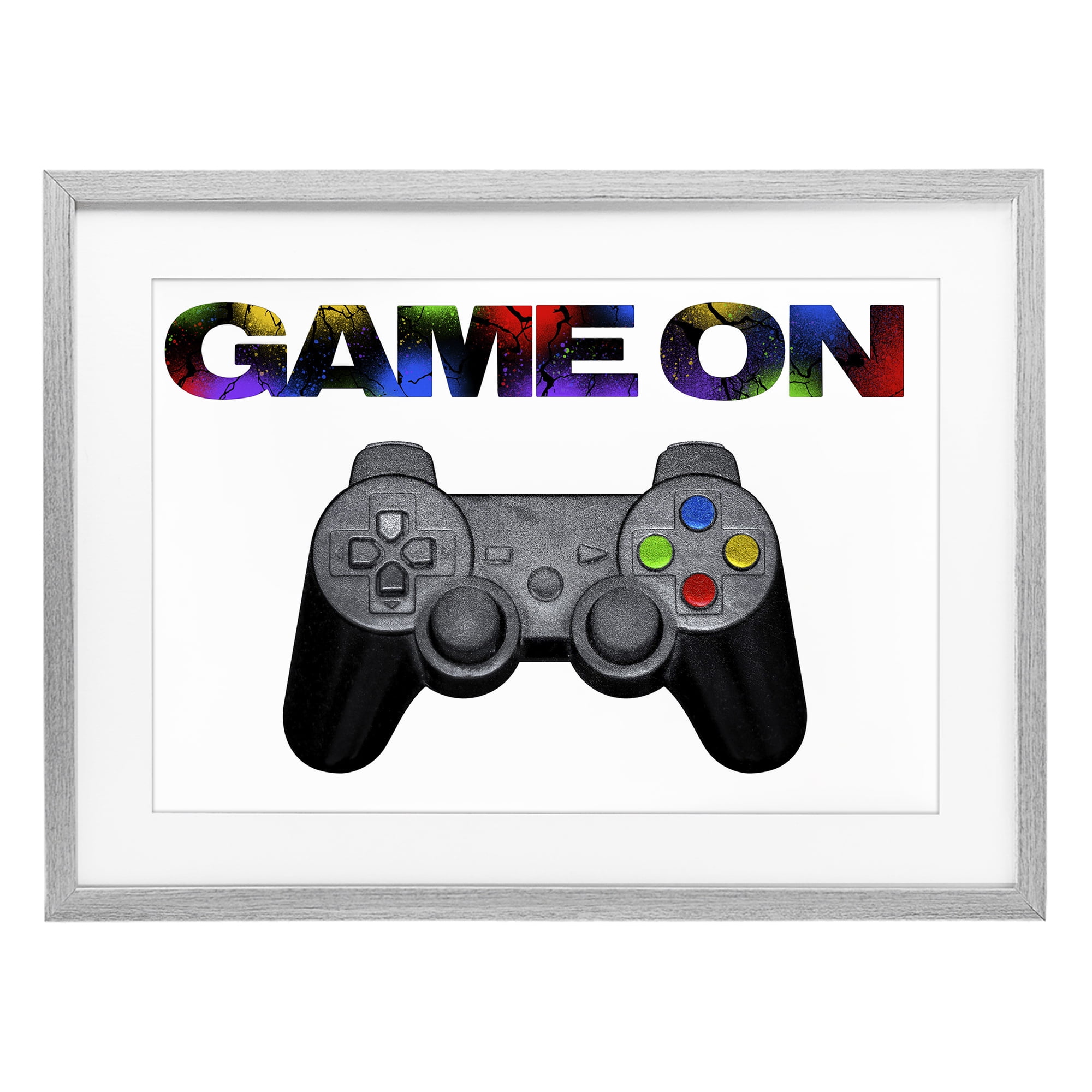 Stupell Industries Controller Game On Splatter Gray Framed Print Under Glass, design by Marcus Prime