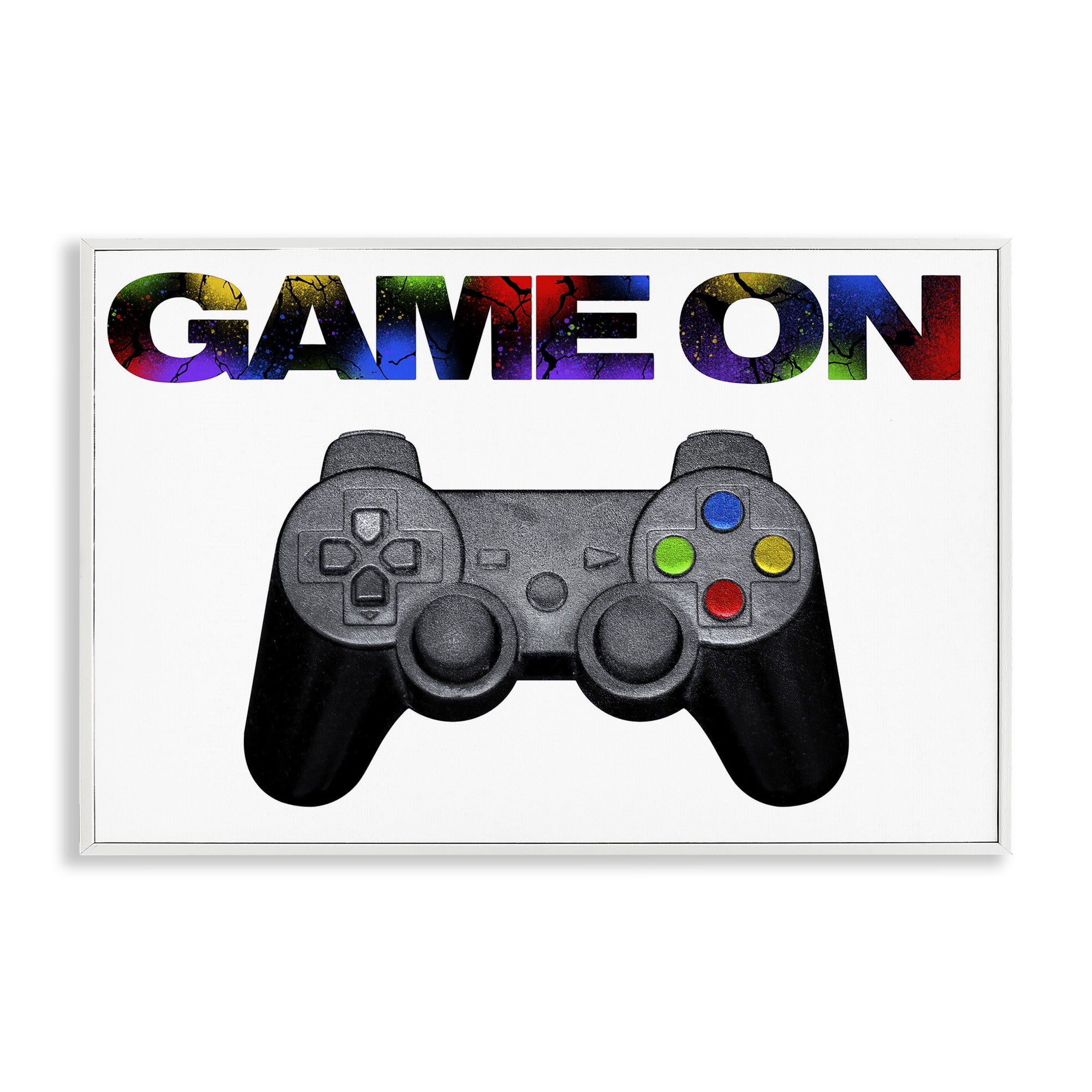 Stupell Industries Controller Game On Splatter White Framed Giclee Art, design by Marcus Prime