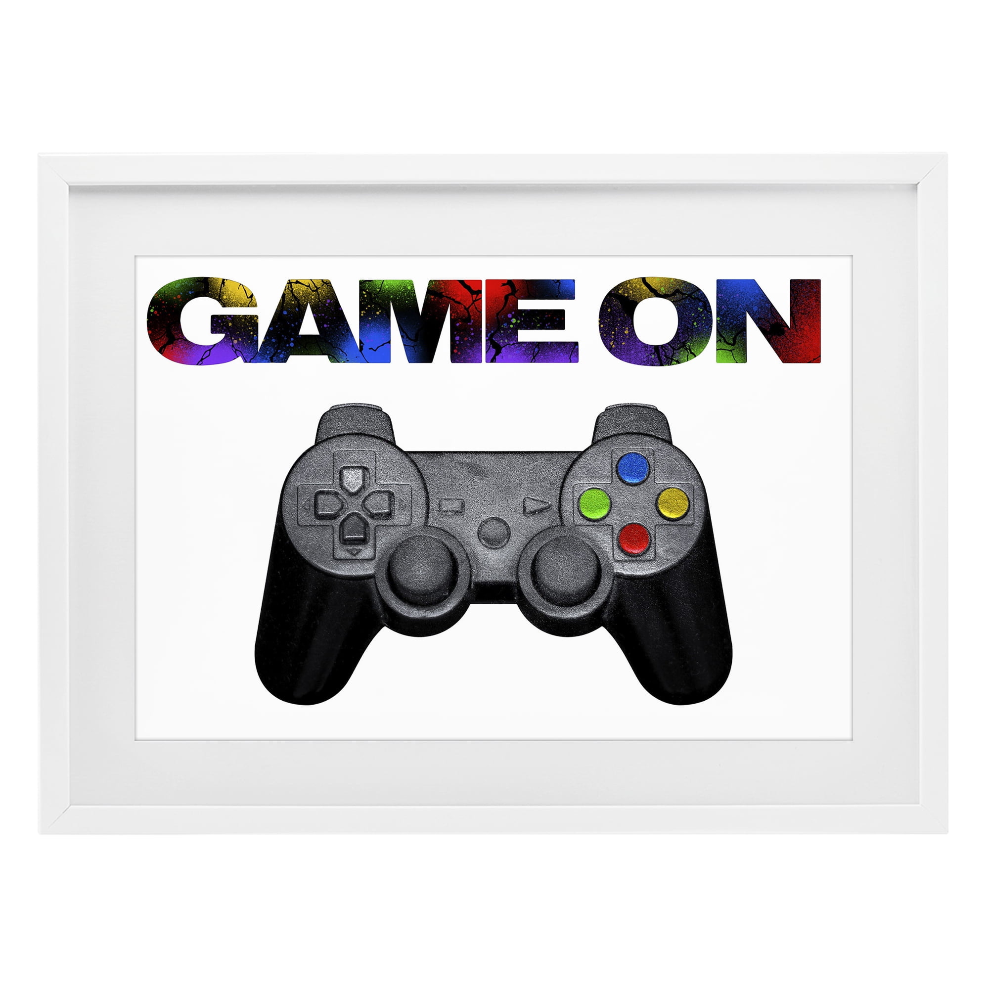 Stupell Industries Controller Game On Splatter White Framed Print Under Glass, design by Marcus Prime