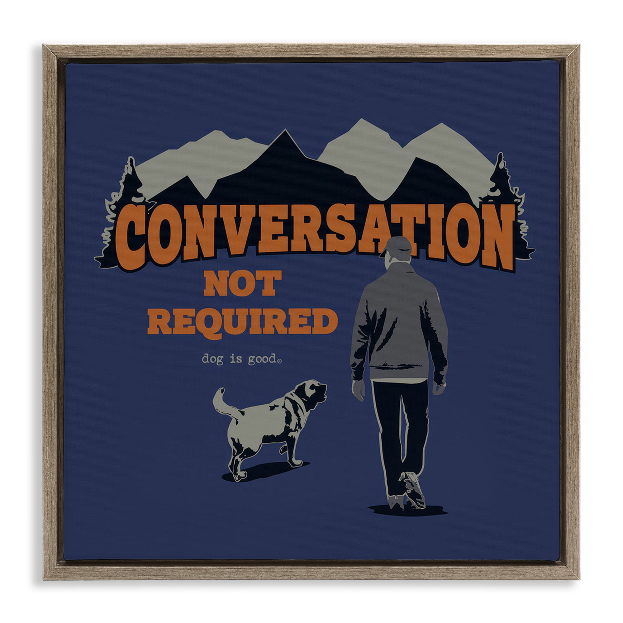 Stupell Industries Conversation Not Required Animals Painting Brown Floater Framed Canvas Art Print Wall Art, 18 x 18