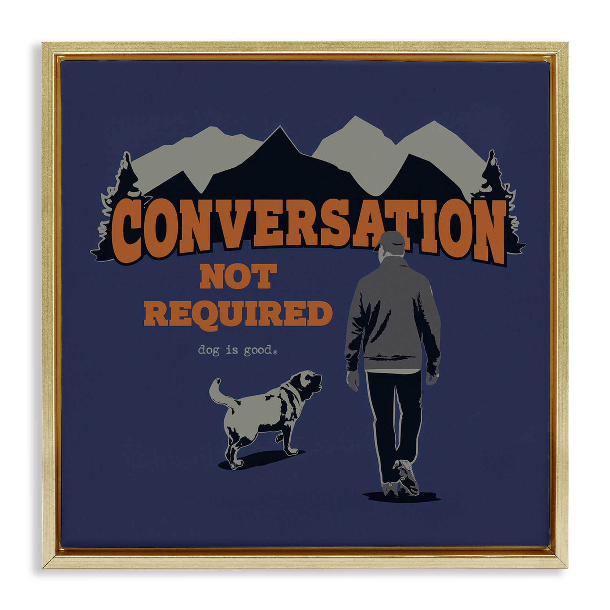 Stupell Industries Conversation Not Required Animals Painting Gold Floater Framed Canvas Art Print Wall Art, 25 x 25