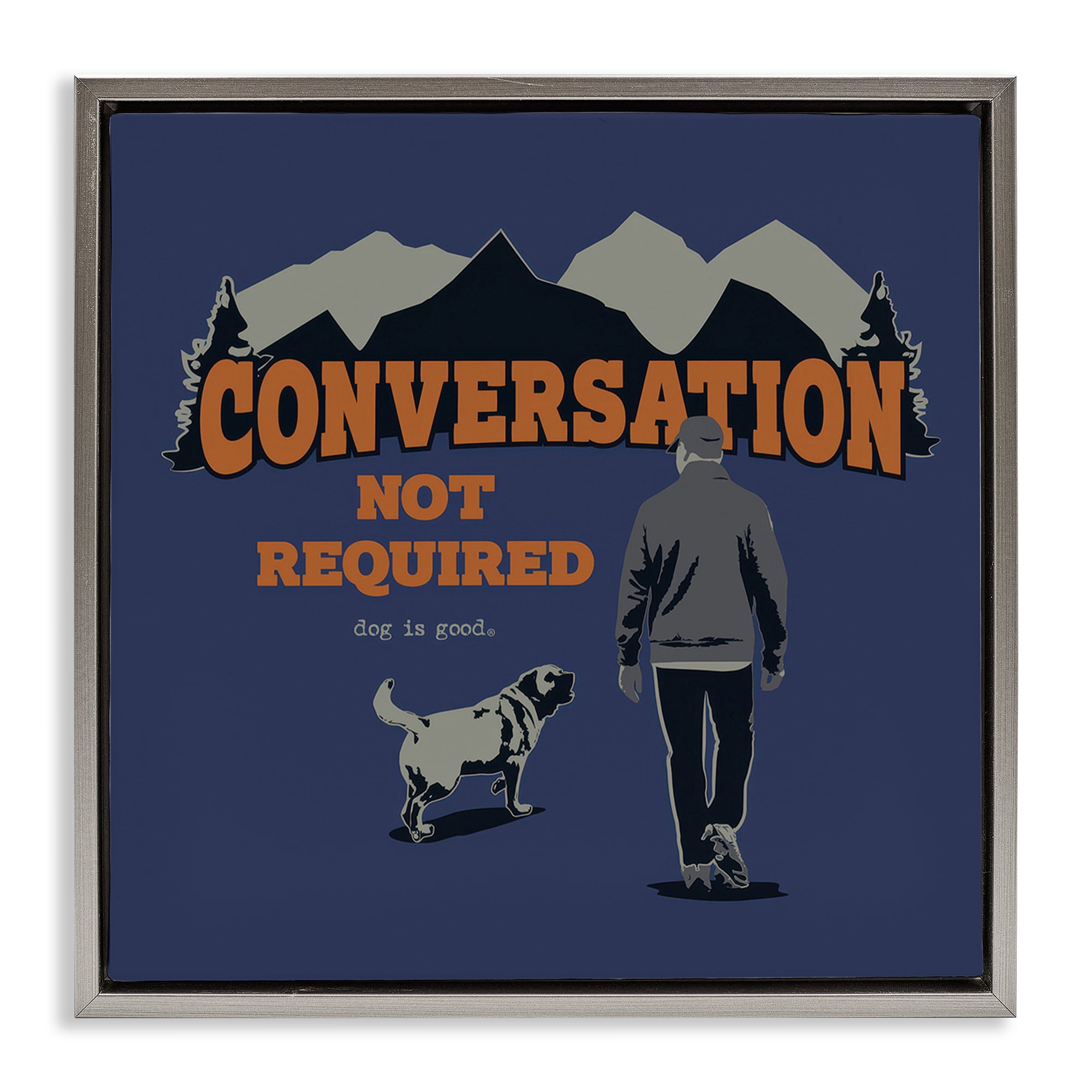 Stupell Industries Conversation Not Required Animals Painting Gray Floater Framed Canvas Art Print Wall Art, 25 x 25