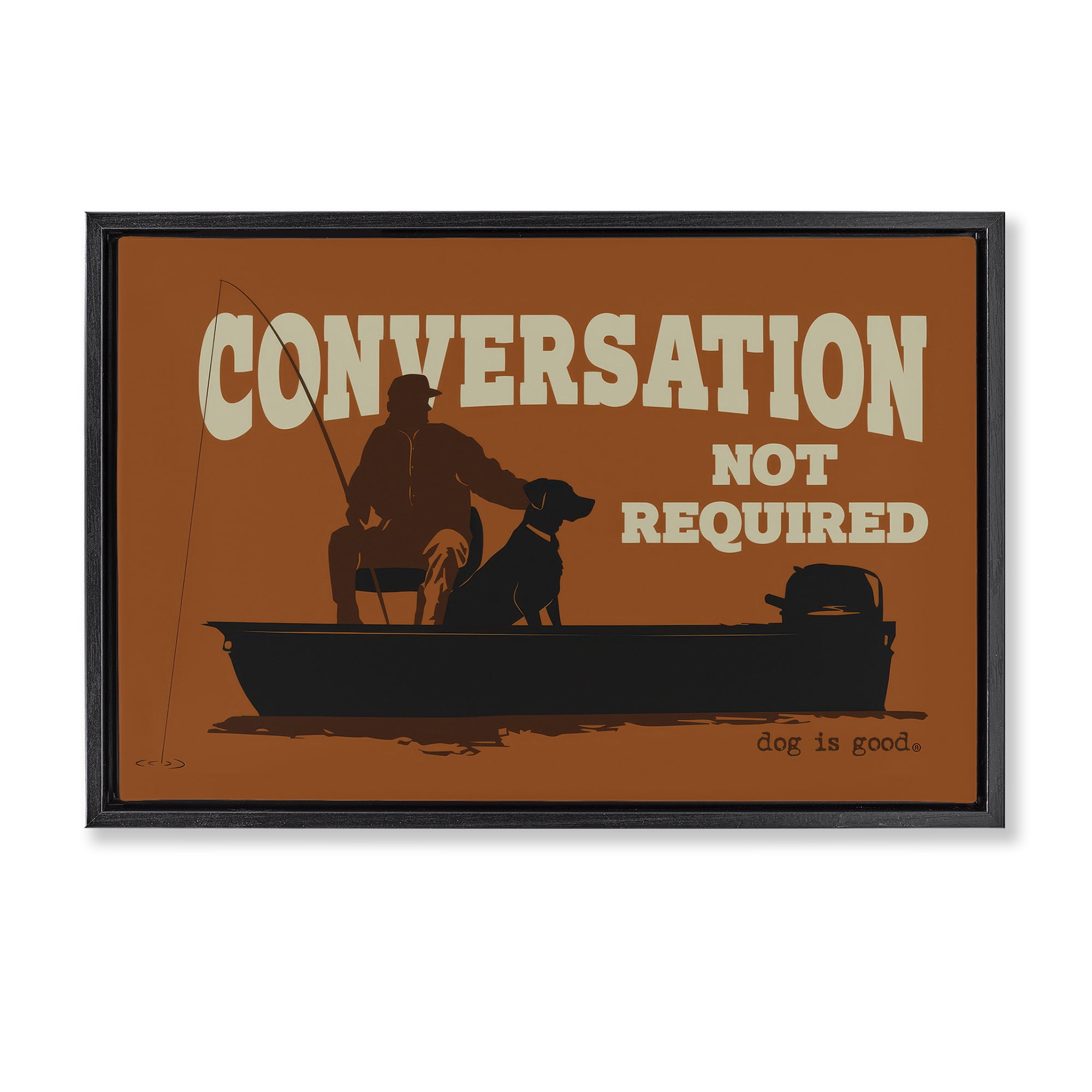 Stupell Industries Conversation Not Required Dog People Painting Black Floater Framed Canvas Art Print Wall Art, 25 x 17