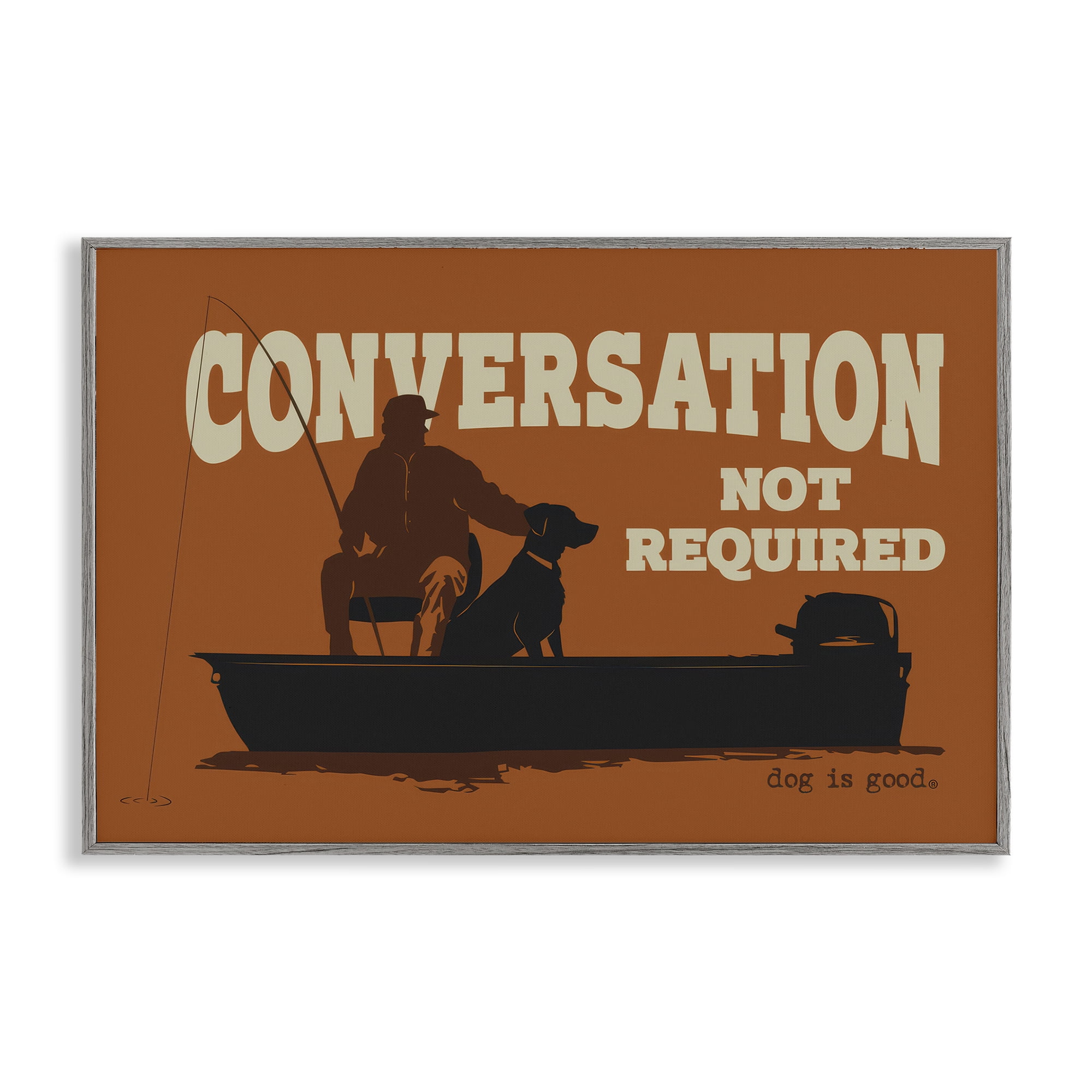 Stupell Industries Conversation Not Required Dog People Painting Gray Framed Art Print Wall Art, 30 x 20