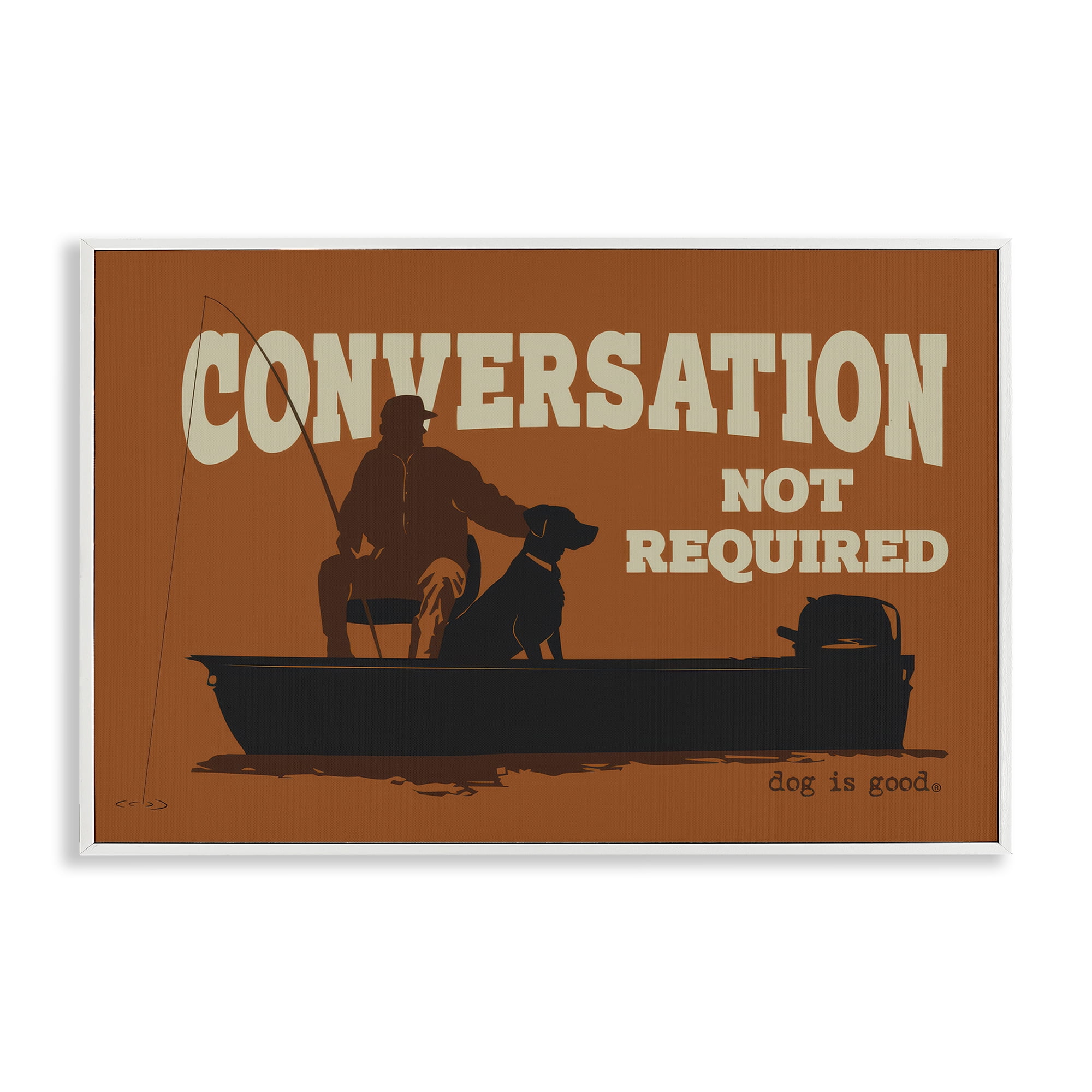Stupell Industries Conversation Not Required Dog People Painting White Framed Art Print Wall Art, 30 x 20