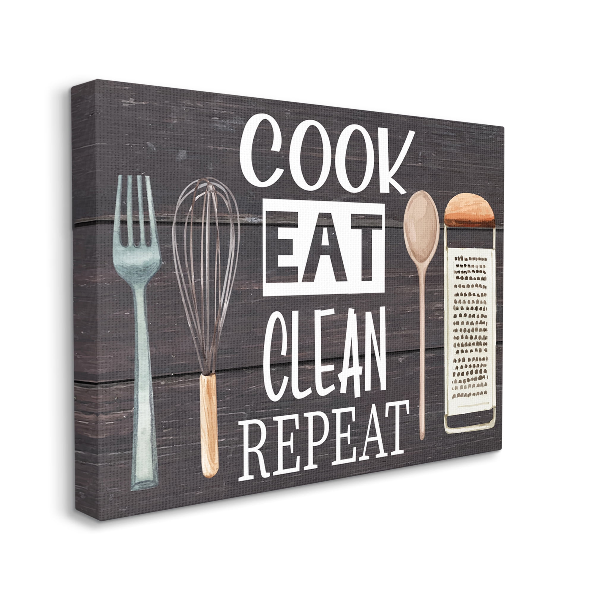 Stupell Industries Cook Eat Clean Humorous Quote Rustic Kitchenware,16 x 20,Designed by ND Art