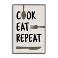 thumbnail image 1 of Stupell Industries Modern Cook Eat Repeat with Utensils Black Framed Giclee Art, 12 x 18, by Martina Pavlova, 1 of 8