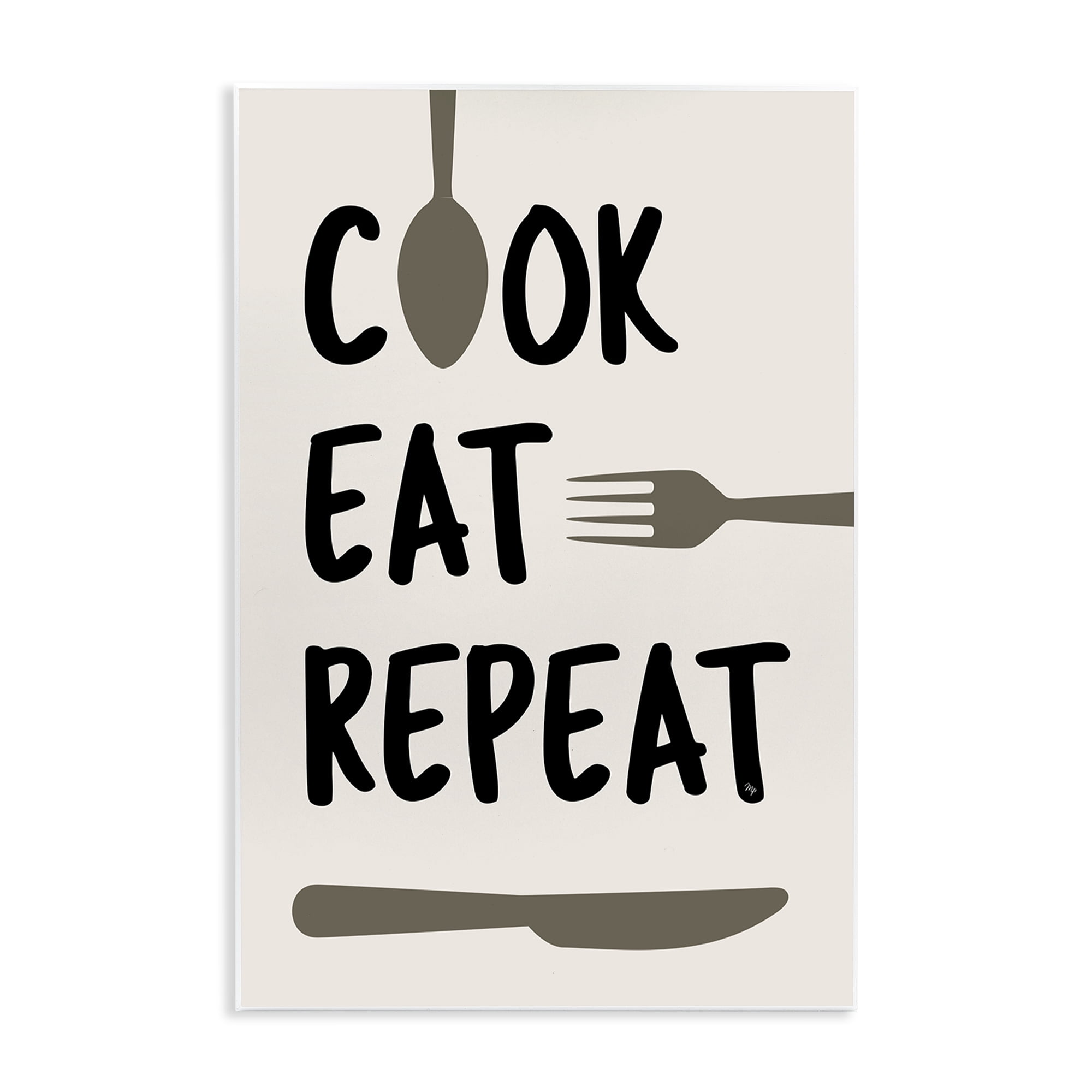 Stupell Industries Cook Eat Repeat with Utensils Wall Plaque Art, design by Martina Pavlova