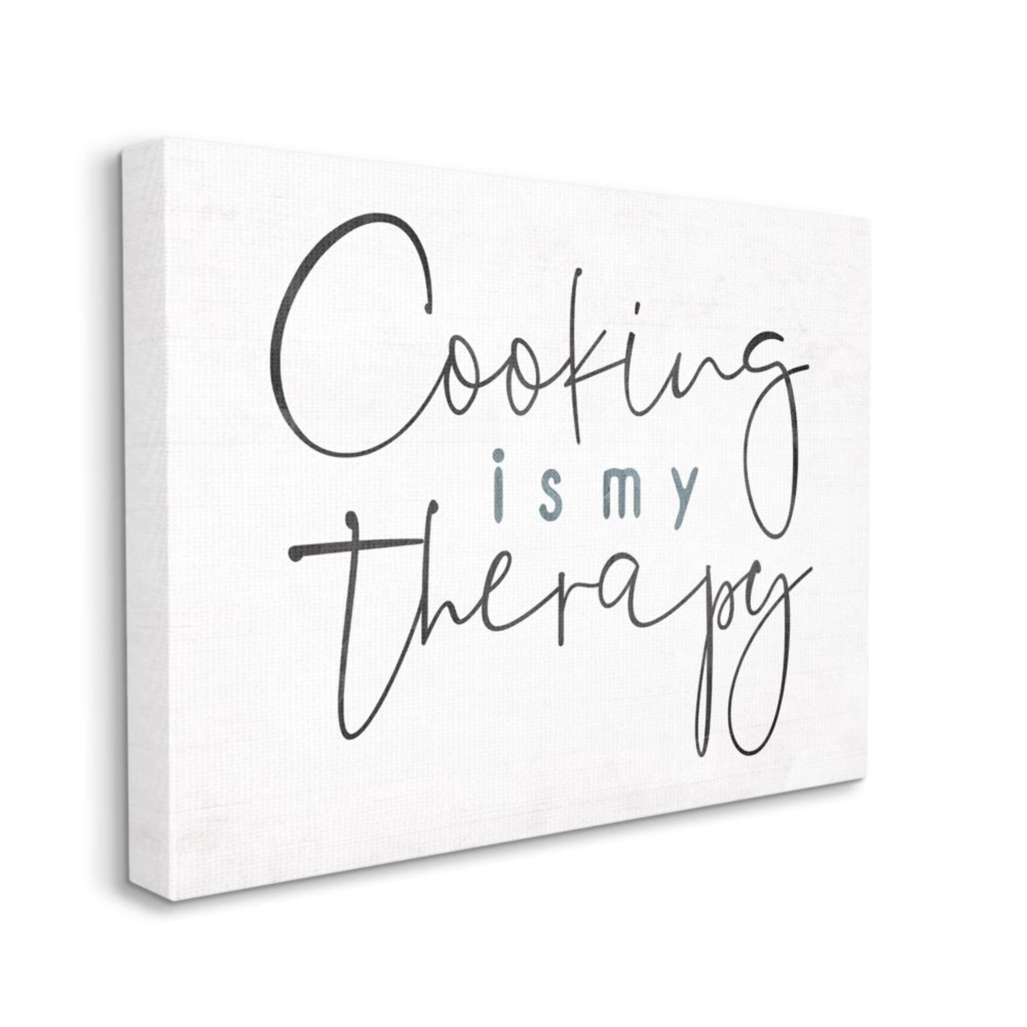 Stupell Industries Cooking Is My Therapy Phrase Blue Black White Design by Milli Villa, 30" x 40"