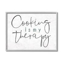Stupell Industries Cooking Is My Therapy Phrase Blue Black White Graphic Art Gray Framed Art Print Wall Art, 16x20, by Milli Villa