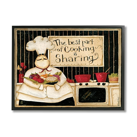 Stupell Industries Cooking Is Sharing Phrase Vintage Hefty Kitchen Chef Black Framed by Dan DiPaolo