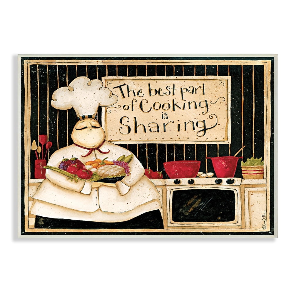 Stupell Industries Cooking Is Sharing Phrase Vintage Hefty Kitchen Chef Wall Plaque by Dan DiPaolo