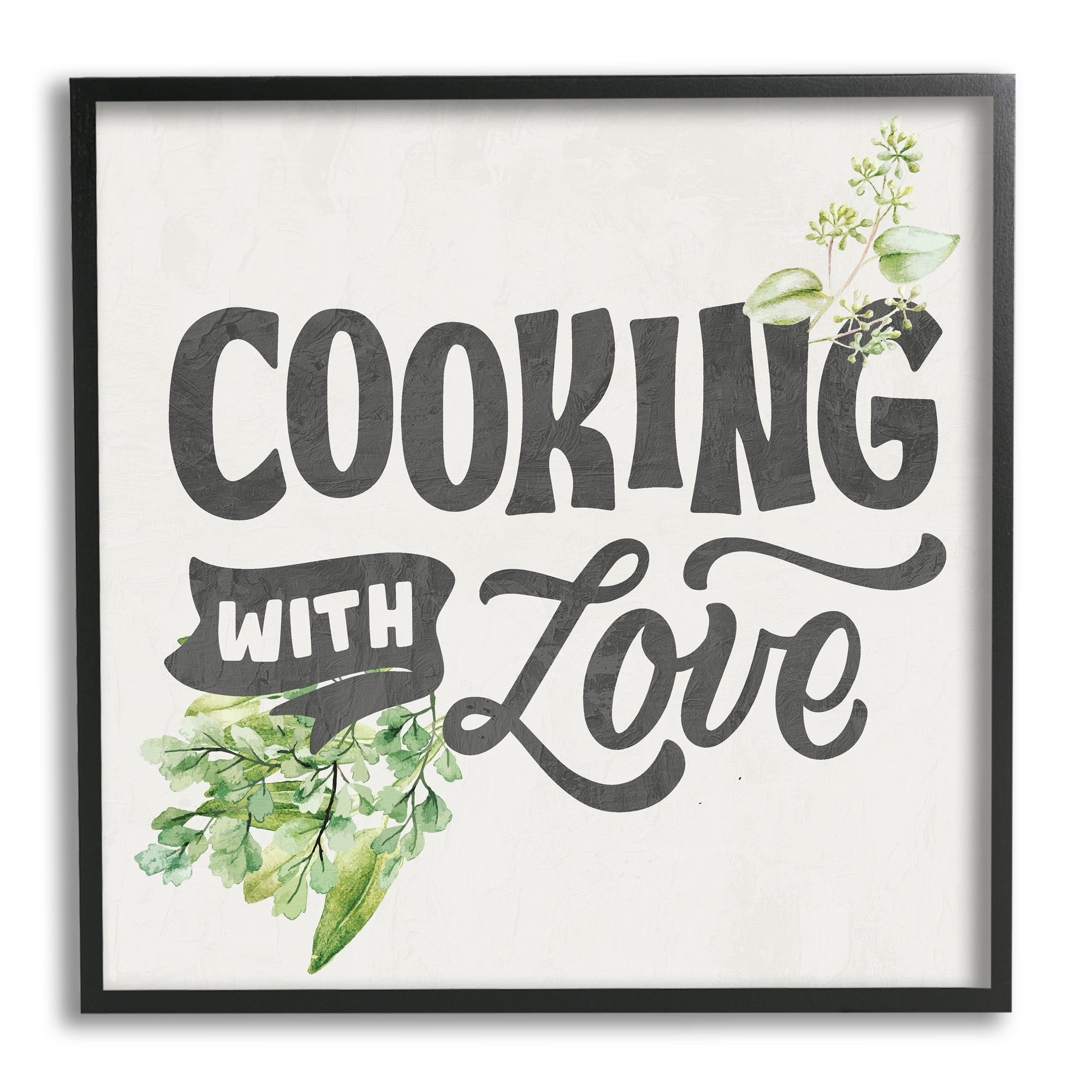 Stupell Industries Cooking With Love Phrase Food & Beverage Painting Black Framed Art Print Wall Art, 17 x 17