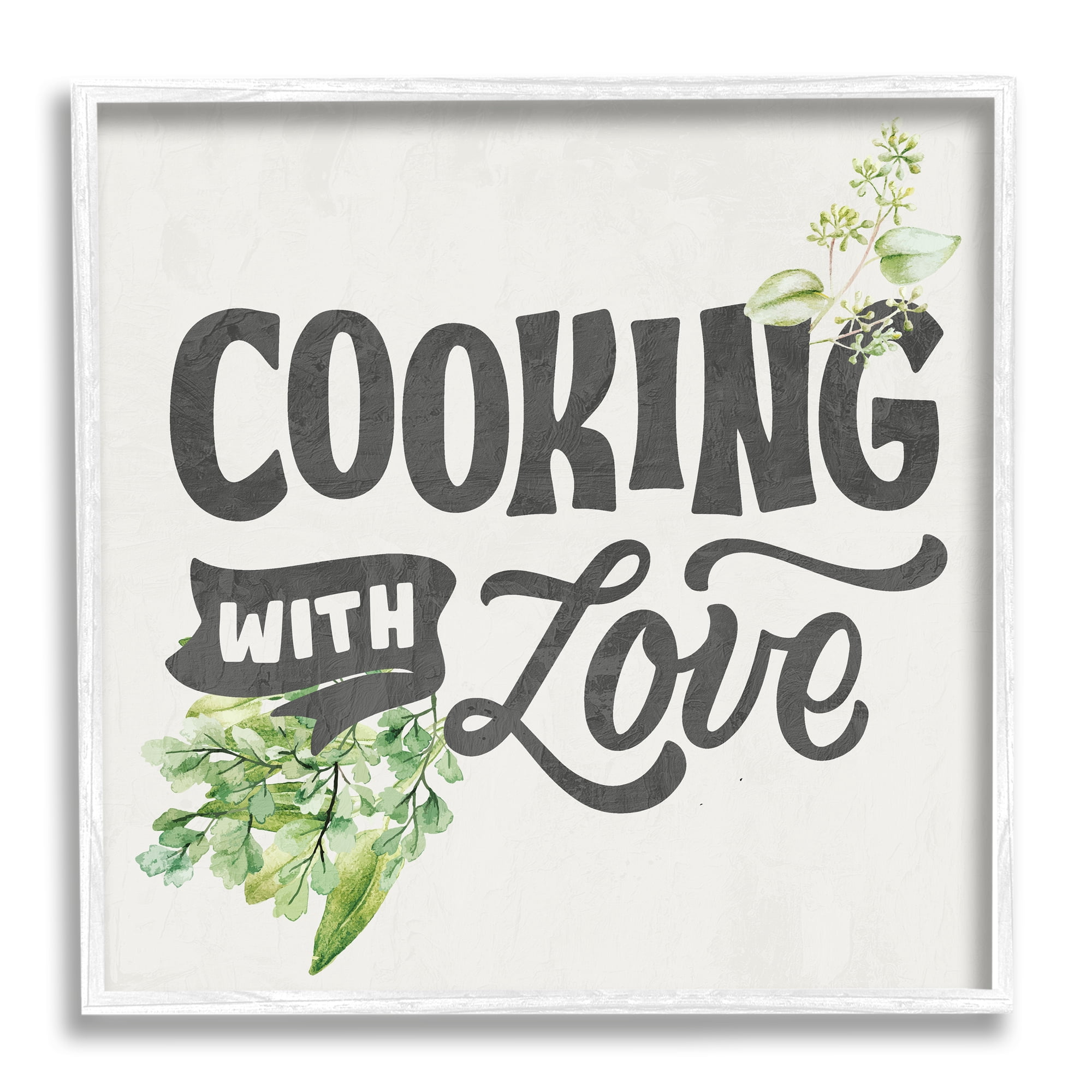 Stupell Industries Cooking With Love Phrase Food & Beverage Painting White Framed Art Print Wall Art, 17 x 17