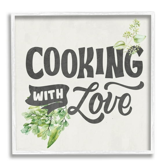 Stupell Industries Cooking With Love Phrase Food & Beverage Painting White Framed Art Print Wall Art, 17 x 17