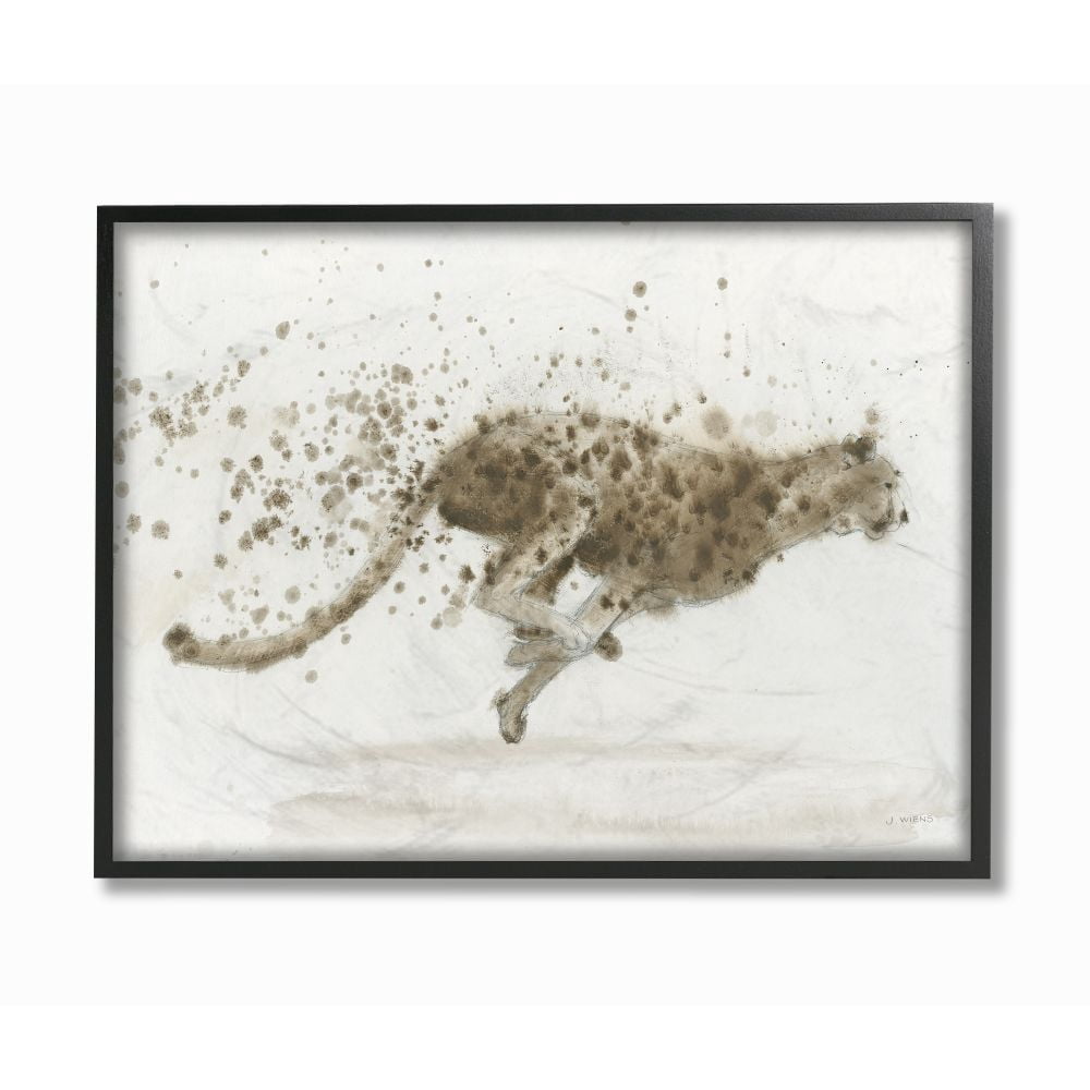Stupell Industries Cool Abstract Cheetah Large Cat Animal Watercolor Painting Framed Giclee Texturized Art by James Wiens