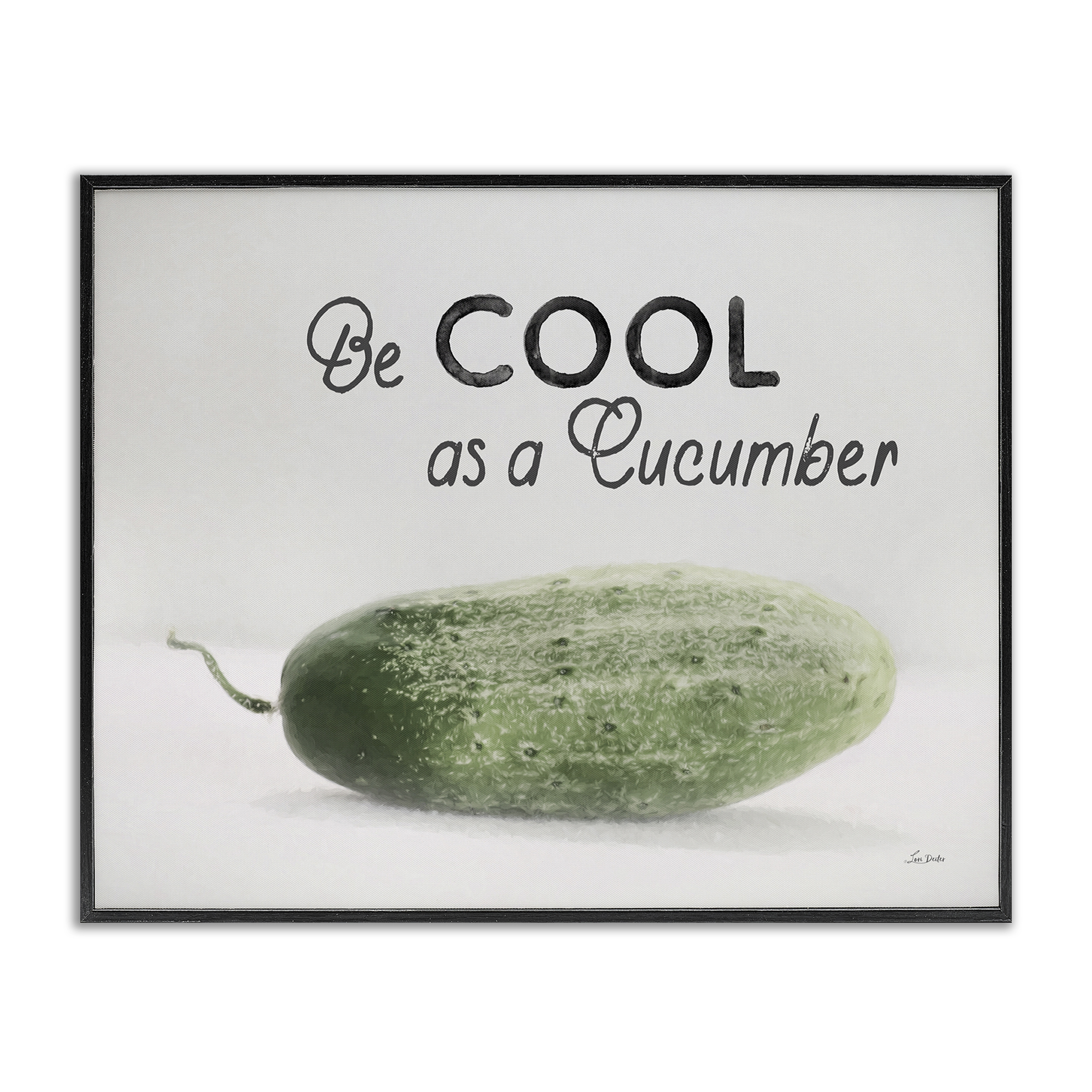 Stupell Industries Cool As A Cucumber Food & Beverage Painting Black Framed Art Print Wall Art, 14 x 11