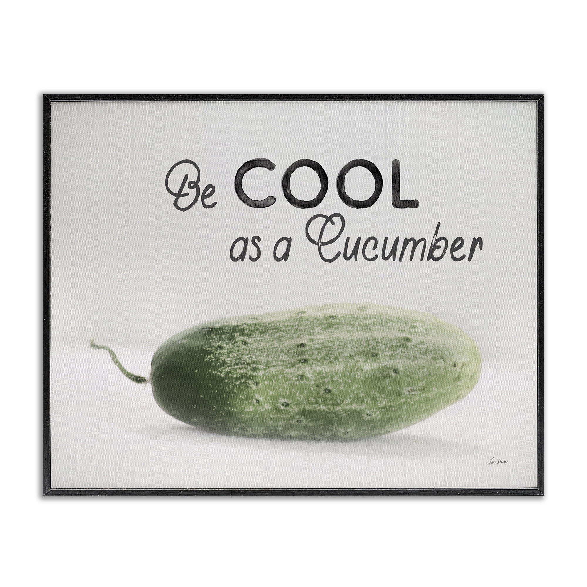 Stupell Industries Cool As A Cucumber Food & Beverage Painting Black Framed Art Print Wall Art, 20 x 16