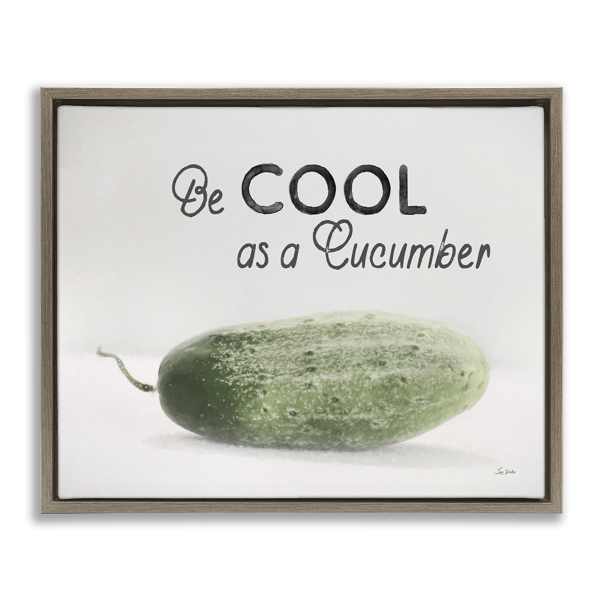 Stupell Industries Cool As A Cucumber Food & Beverage Painting Brown Floater Framed Canvas Art Print Wall Art, 31 x 25