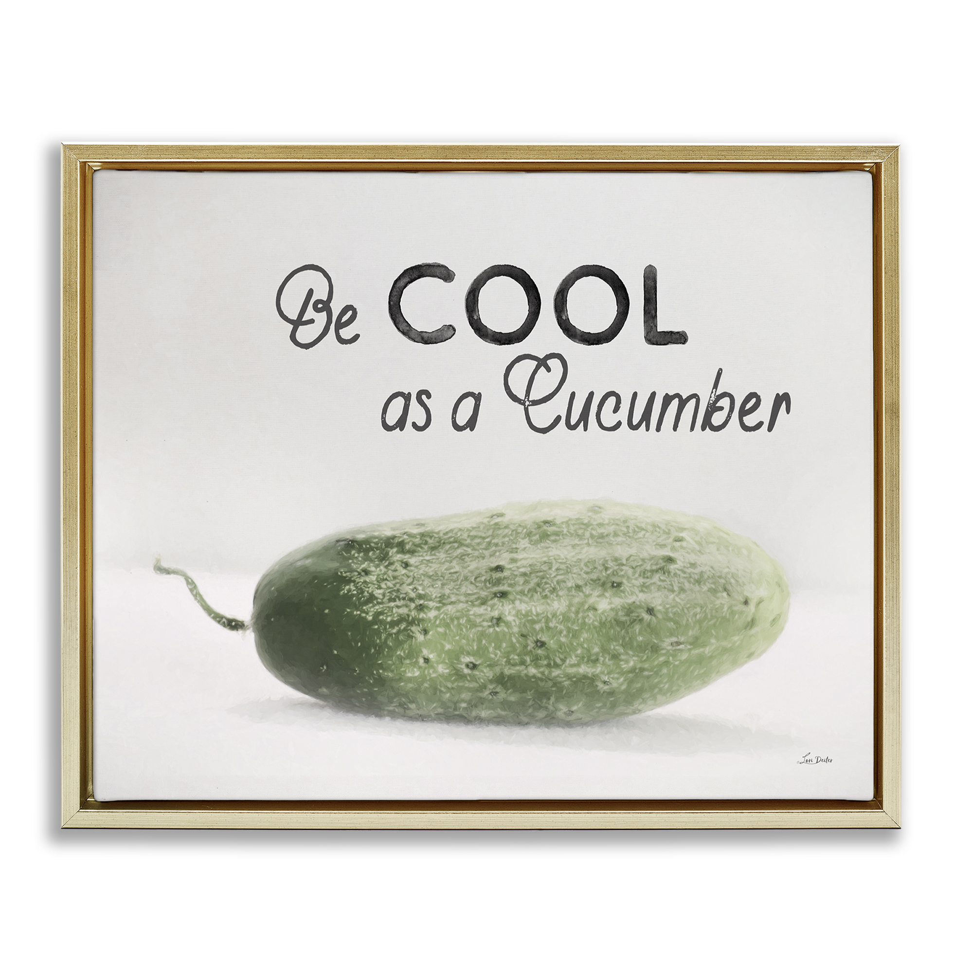 Stupell Industries Cool As A Cucumber Food & Beverage Painting Gold Floater Framed Canvas Art Print Wall Art, 31 x 25