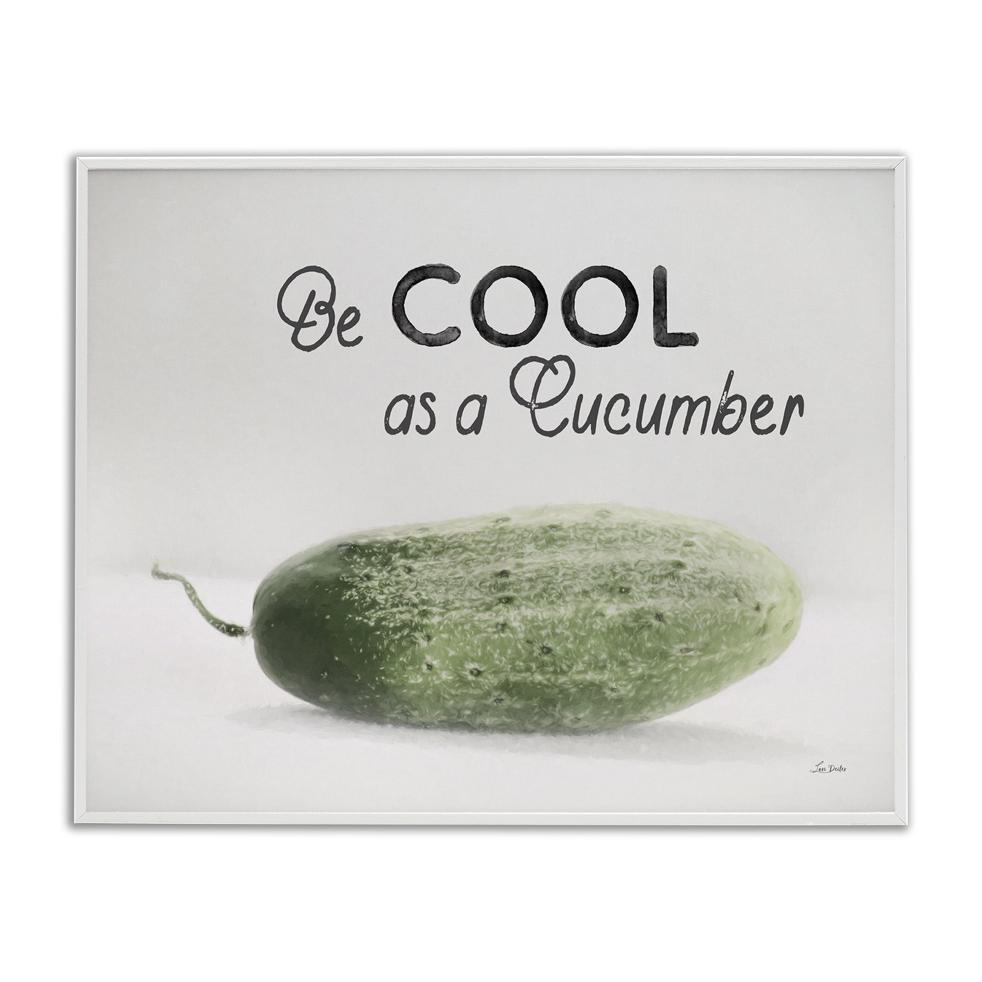 Stupell Industries Cool As A Cucumber Food & Beverage Painting White Framed Art Print Wall Art, 14 x 11