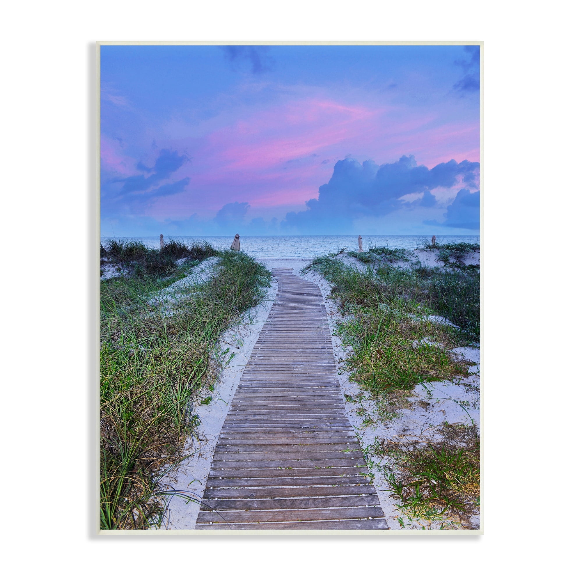 Stupell Industries Cool Beach Sunset Pink Sky Wooden Plank Path, 10 x 15,Design by Jack Reed