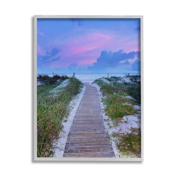 Stupell Industries Cool Beach Sunset Pink Sky Wooden Plank Path, 11 x 14,Design by Jack Reed
