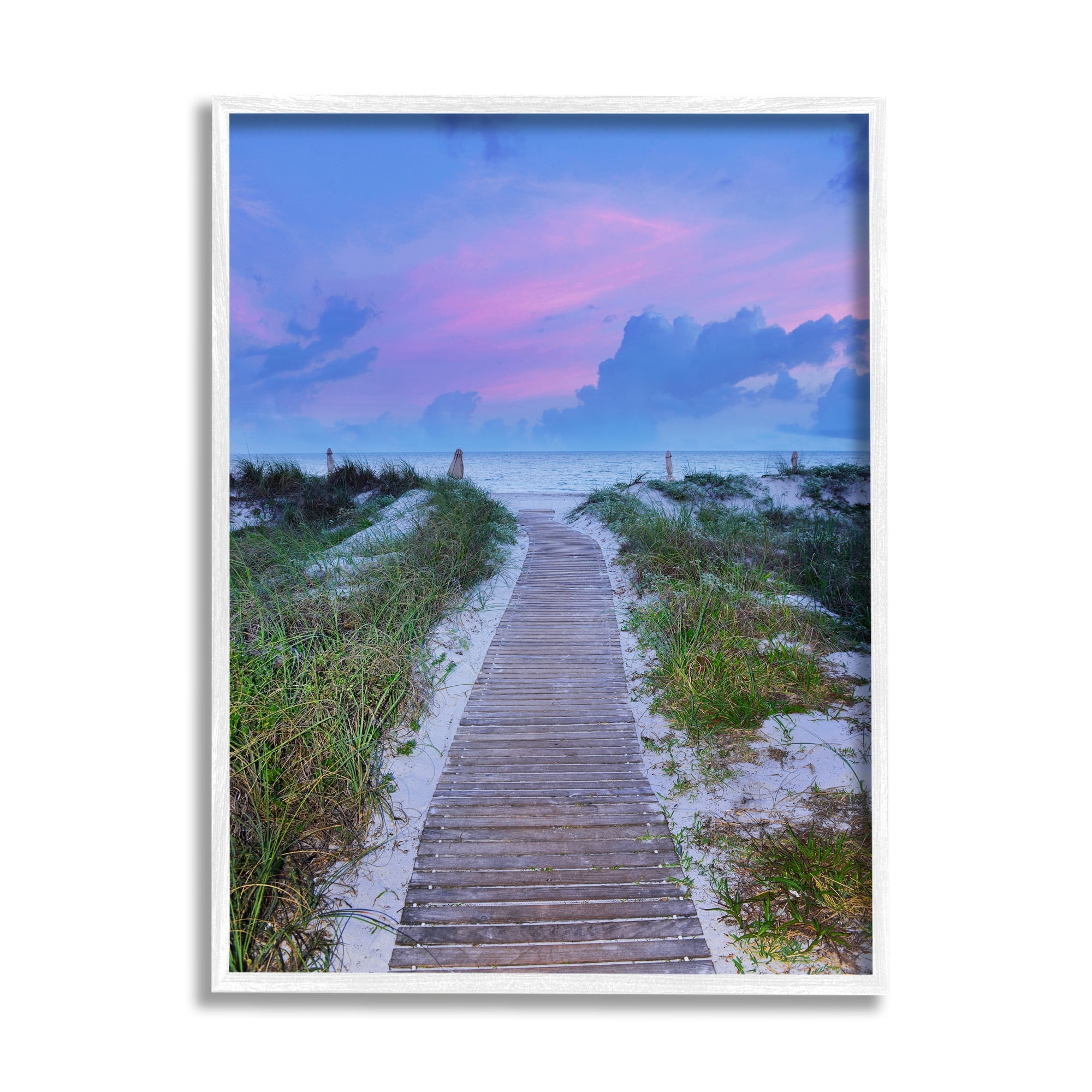 Stupell Industries Cool Beach Sunset Pink Sky Wooden Plank Path, 11 x 14,Design by Jack Reed
