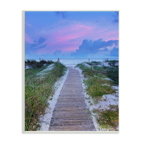 Stupell Industries Cool Beach Sunset Pink Sky Wooden Plank Path, 13 x 19,Design by Jack Reed