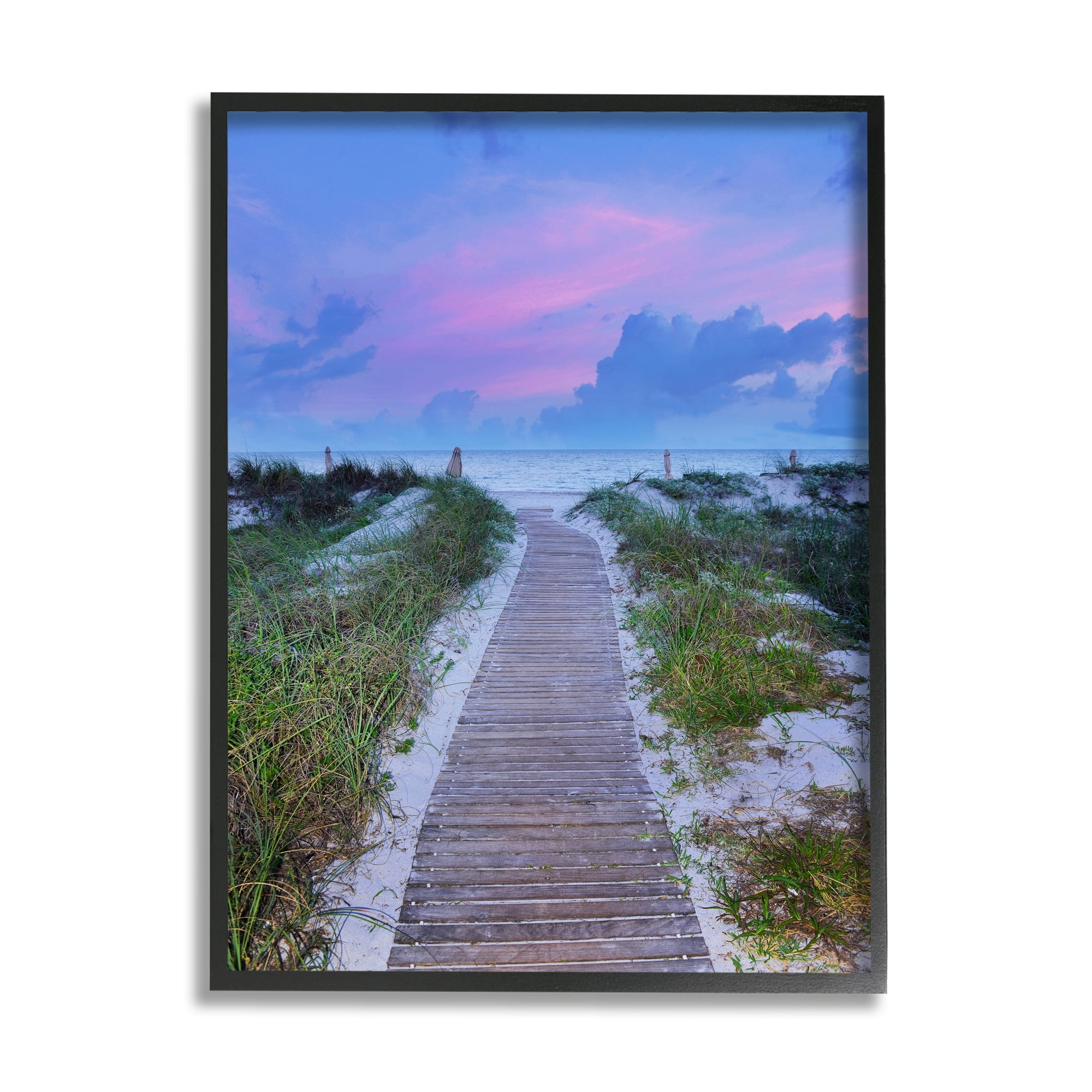 Stupell Industries Cool Beach Sunset Pink Sky Wooden Plank Path, 24 x 30,Design by Jack Reed