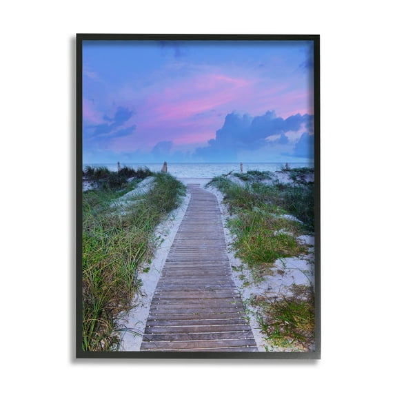 Stupell Industries Cool Beach Sunset Pink Sky Wooden Plank Path, 24 x 30,Design by Jack Reed