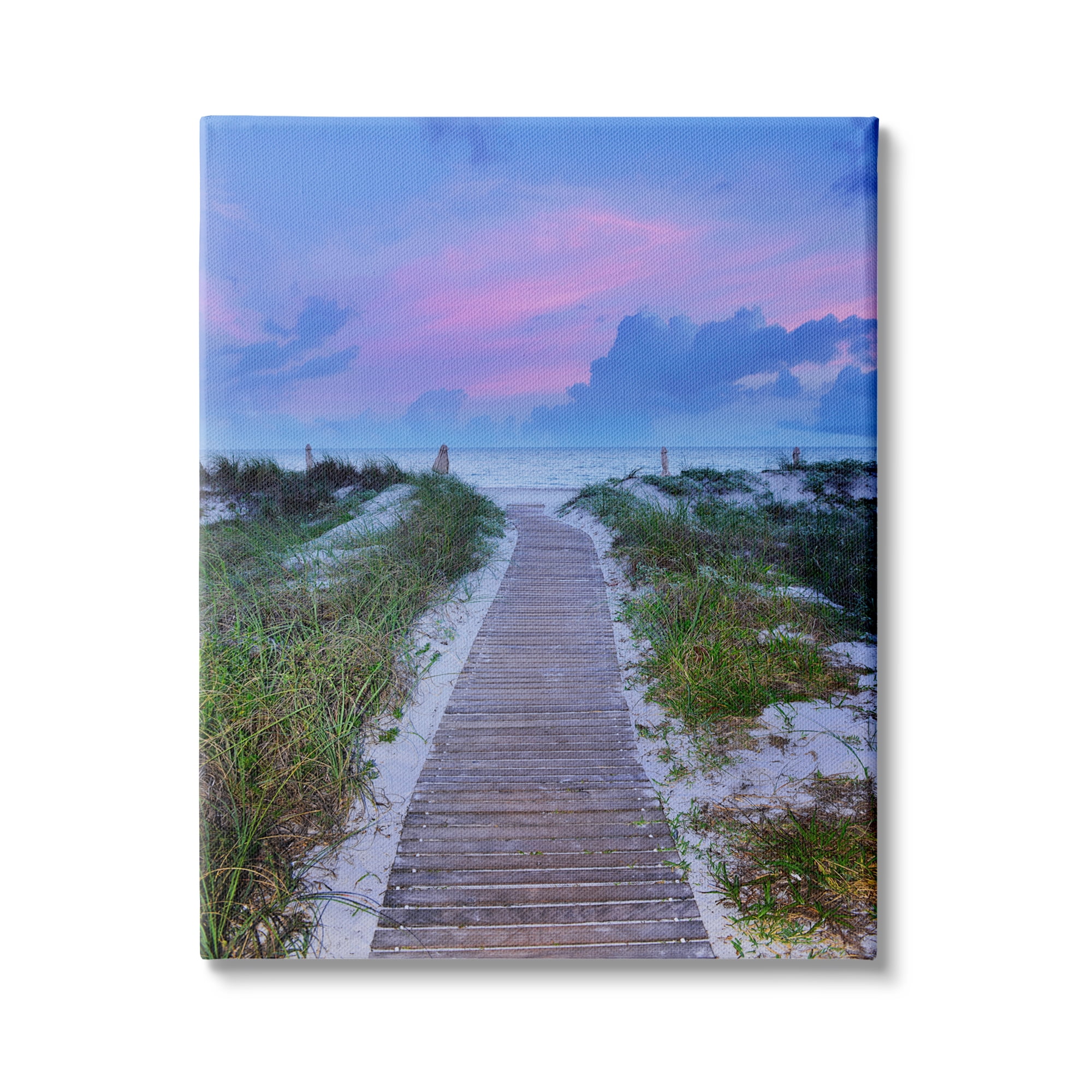 Stupell Industries Cool Beach Sunset Pink Sky Wooden Plank Path, 36 x 48,Design by Jack Reed