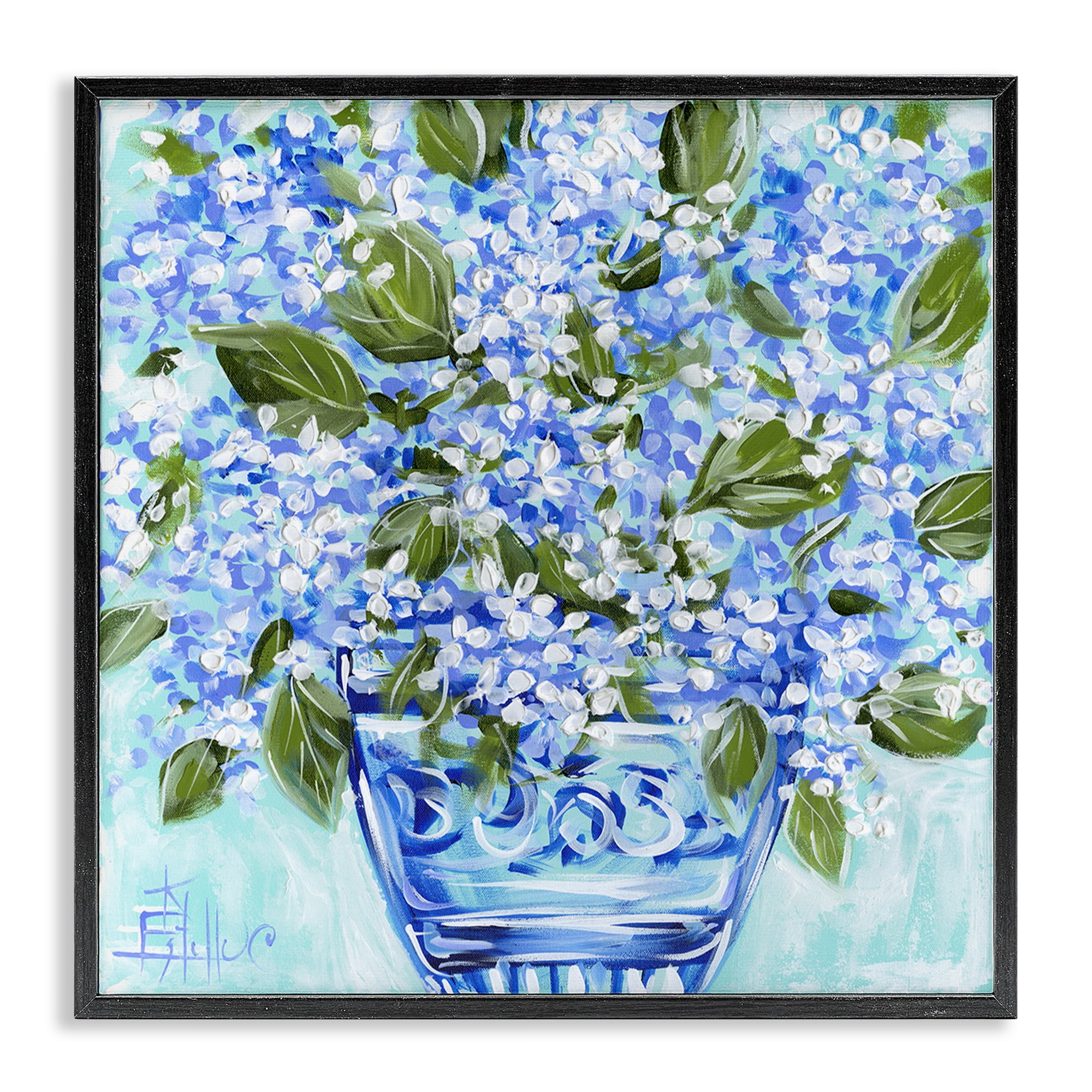 Stupell Industries Cool Bouquets in Blue Vase Black Framed Giclee Art, design by Estelle Grengs