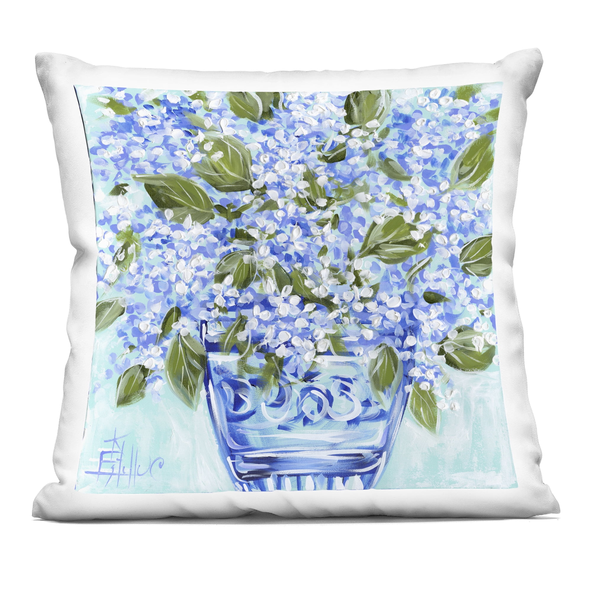 Stupell Industries Cool Bouquets in Blue Vase Decorative Printed Throw Pillow, design by Estelle Grengs, 18 x 7 x 18