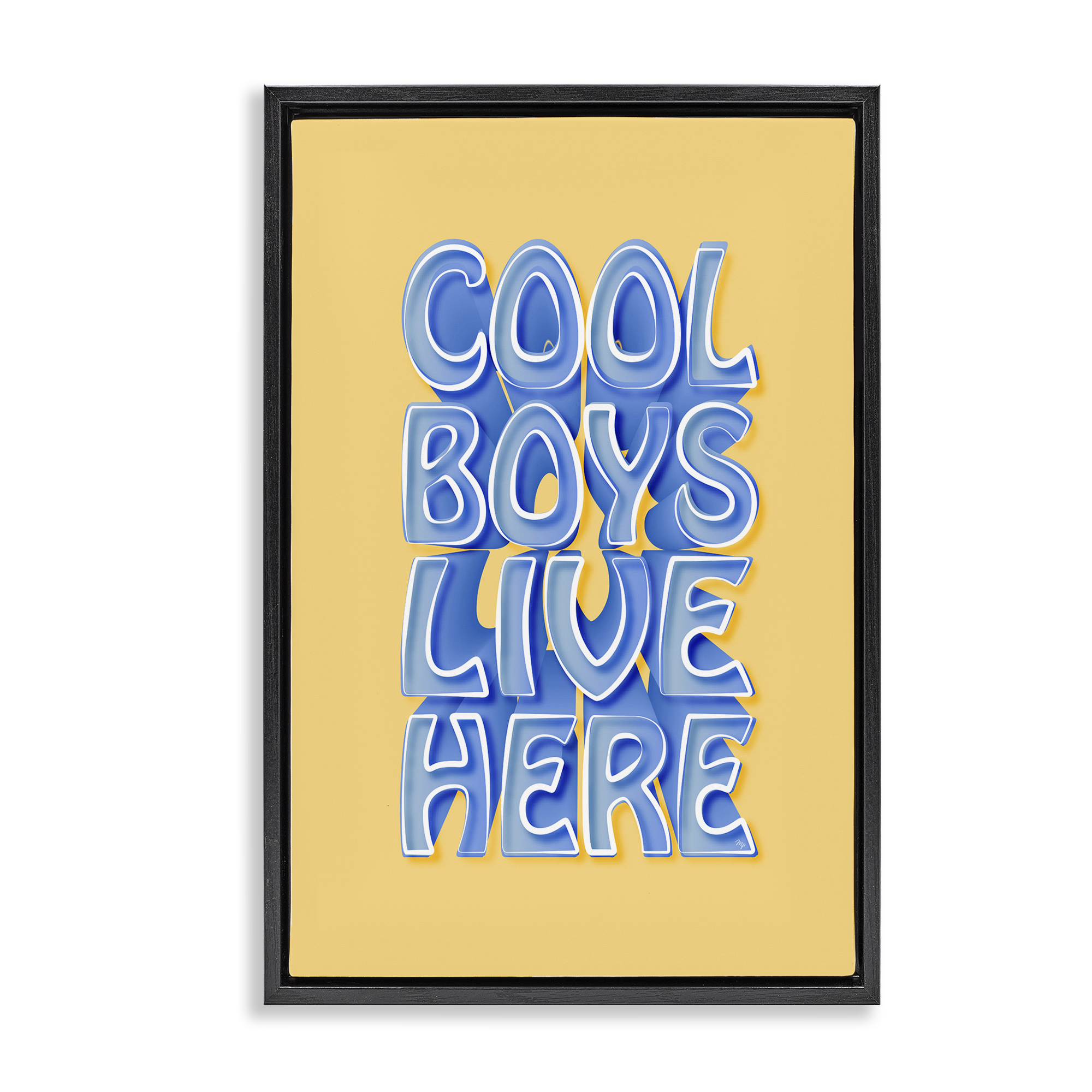 Stupell Industries Cool Boys Live Here Text & Numbers Painting Black Floater Framed Canvas Art Print Wall Art, 21 x 31