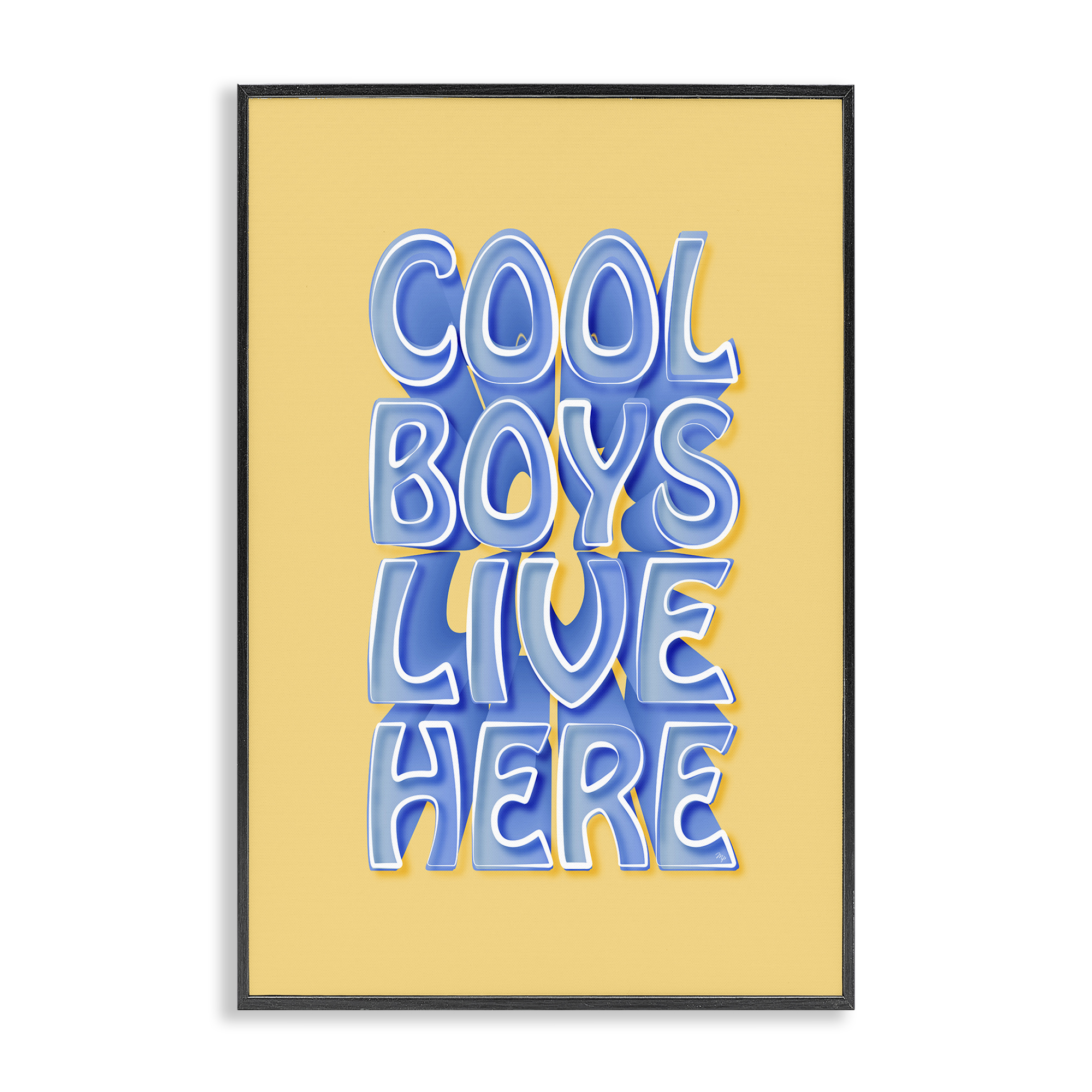 Stupell Industries Cool Boys Live Here Text & Numbers Painting Black Framed Art Print Wall Art, 16 x 24