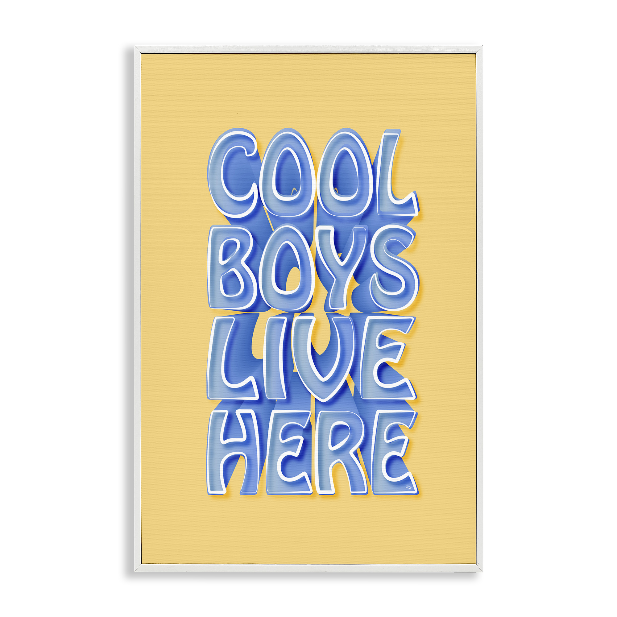 Stupell Industries Cool Boys Live Here Text & Numbers Painting White Framed Art Print Wall Art, 16 x 24