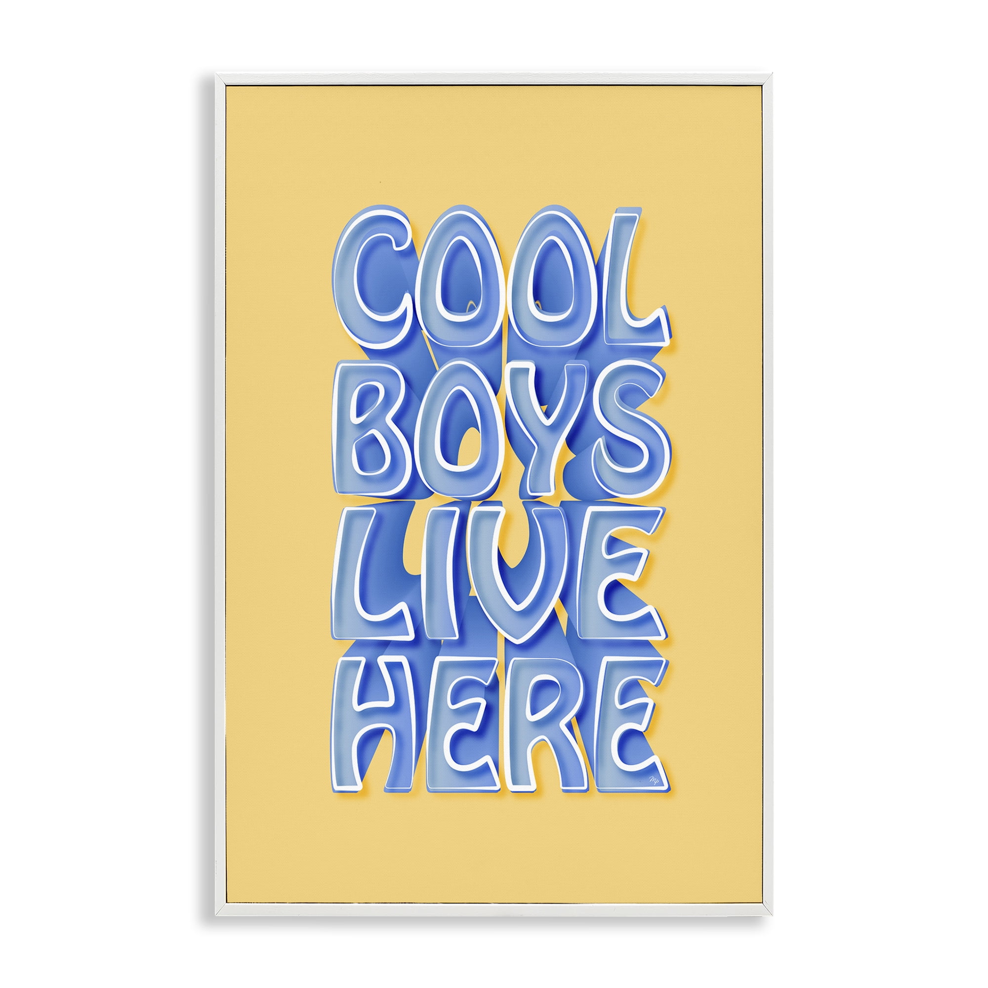Stupell Industries Cool Boys Live Here Text & Numbers Painting White Framed Art Print Wall Art, 20 x 30