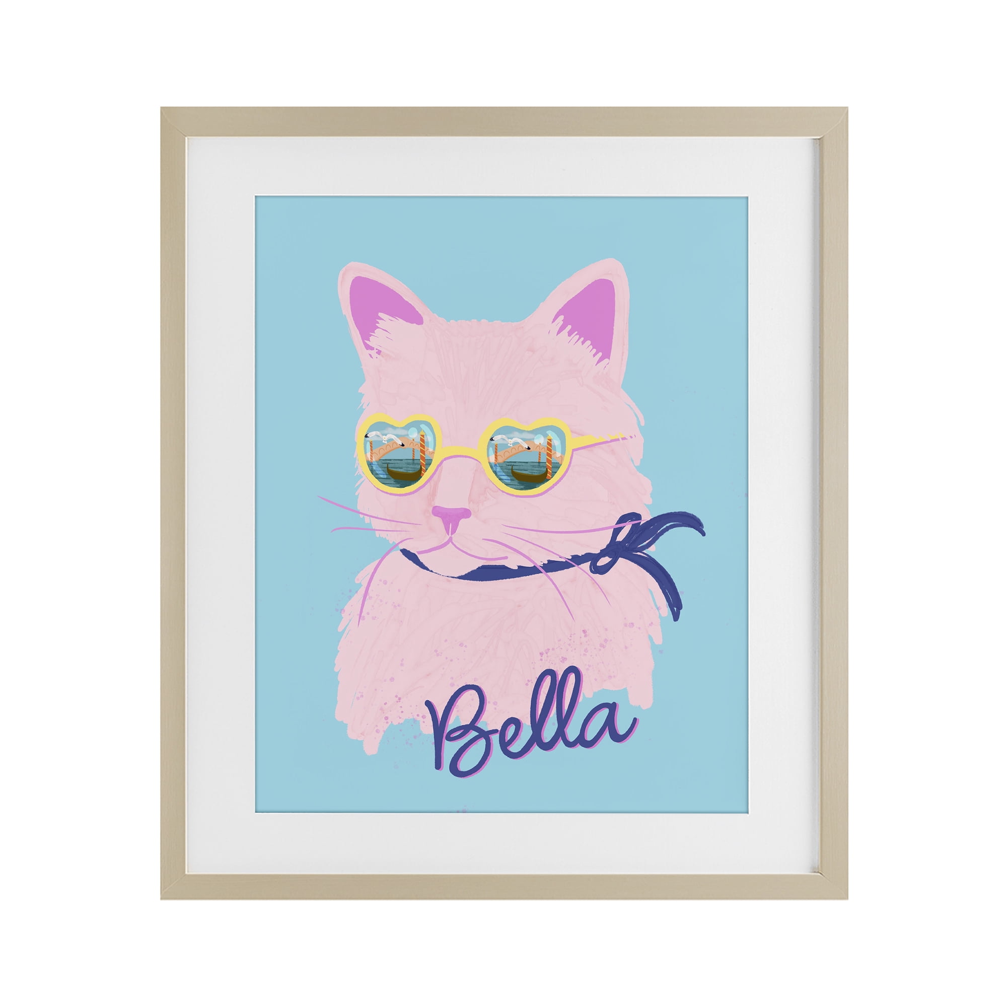 Stupell Industries Cool Cat Bella Birch Framed Print Under Glass, design by Steffanie Pisula