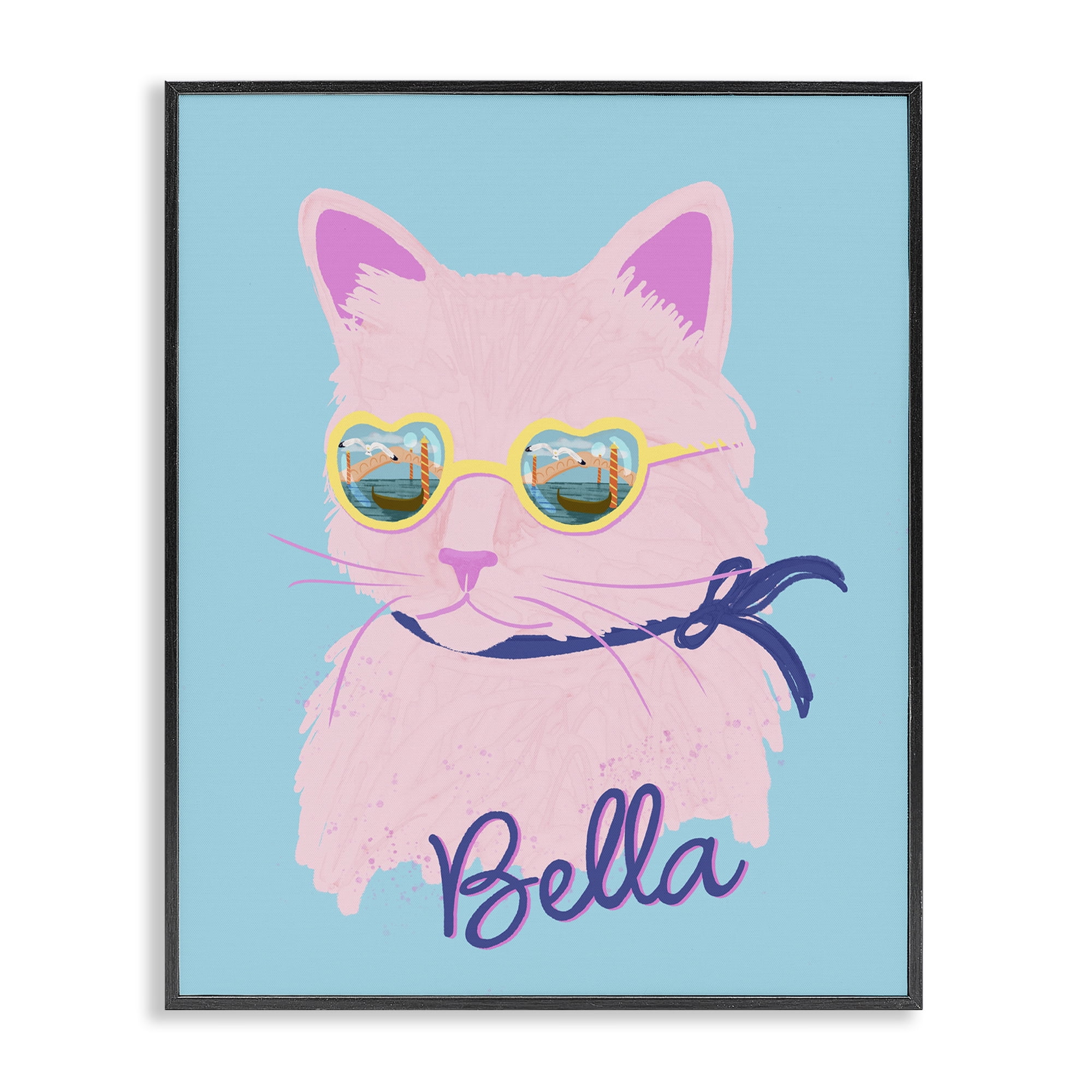 Stupell Industries Cool Cat Bella Black Framed Giclee Art, design by Steffanie Pisula