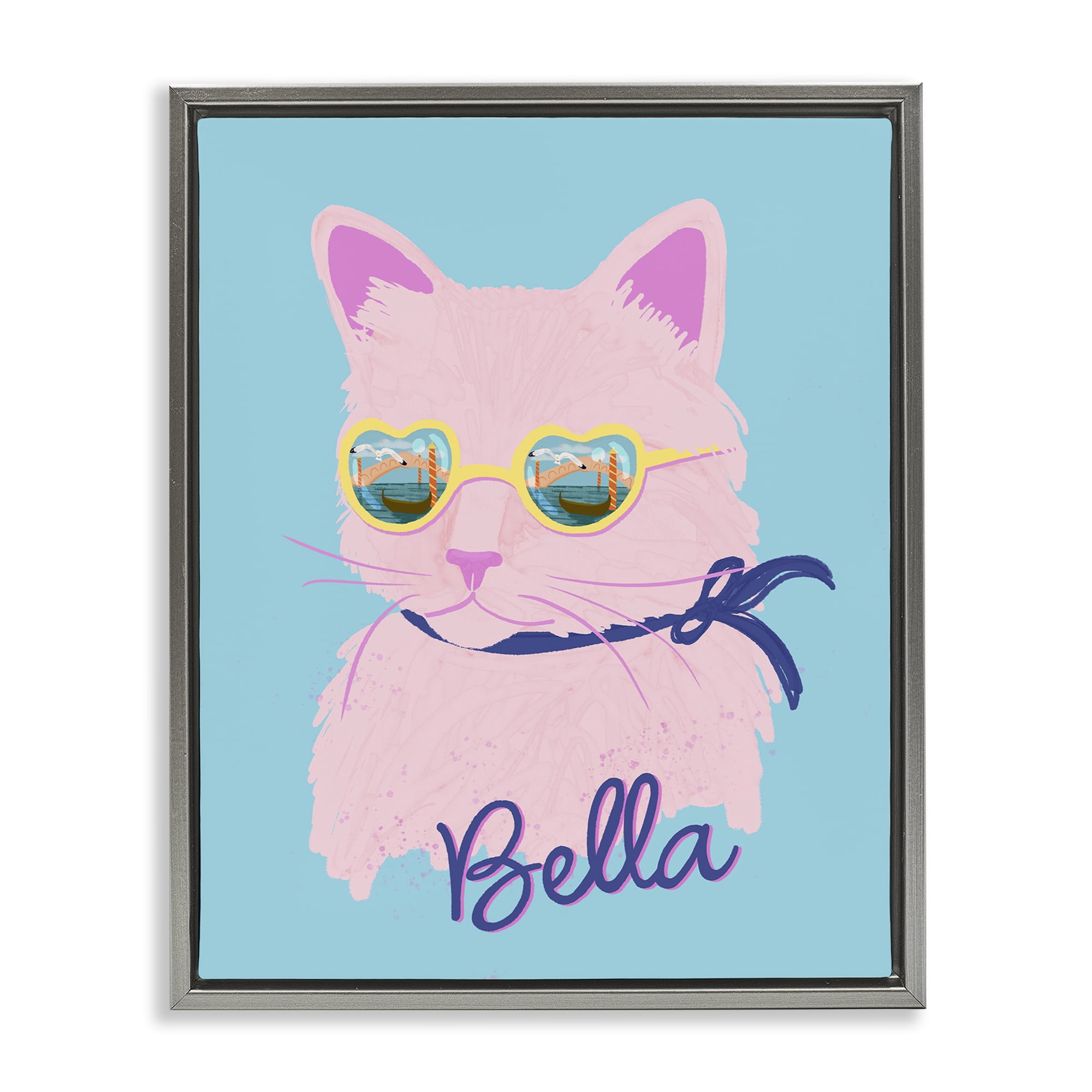 Stupell Industries Cool Cat Bella Gray Framed Floater Canvas Wall Art, design by Steffanie Pisula